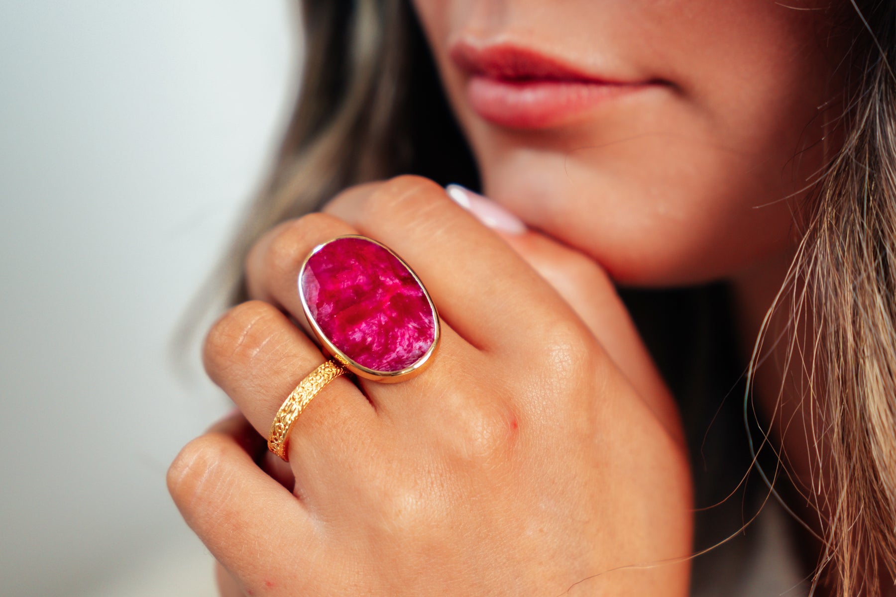 Large Gold Ruby Ring