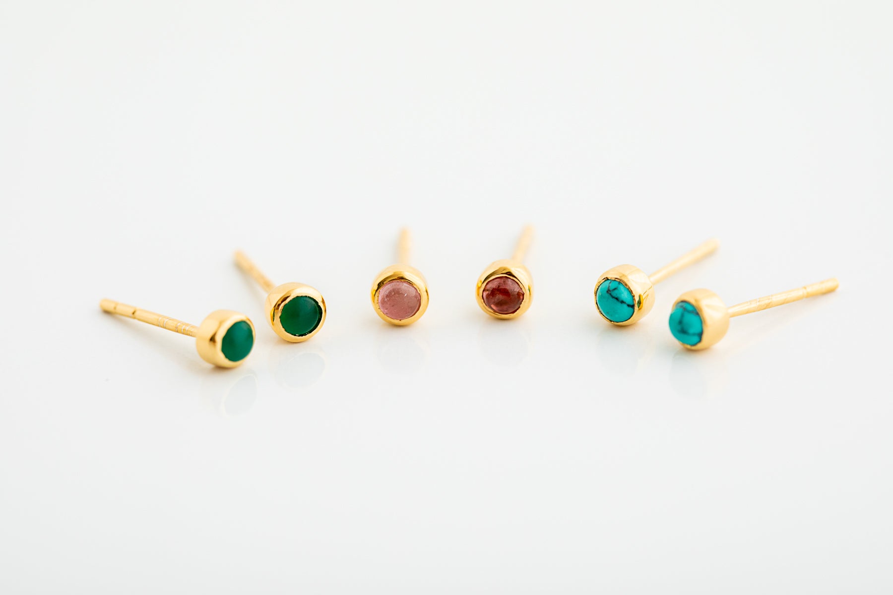 Gold Tiny Gemstone Stud Earrings