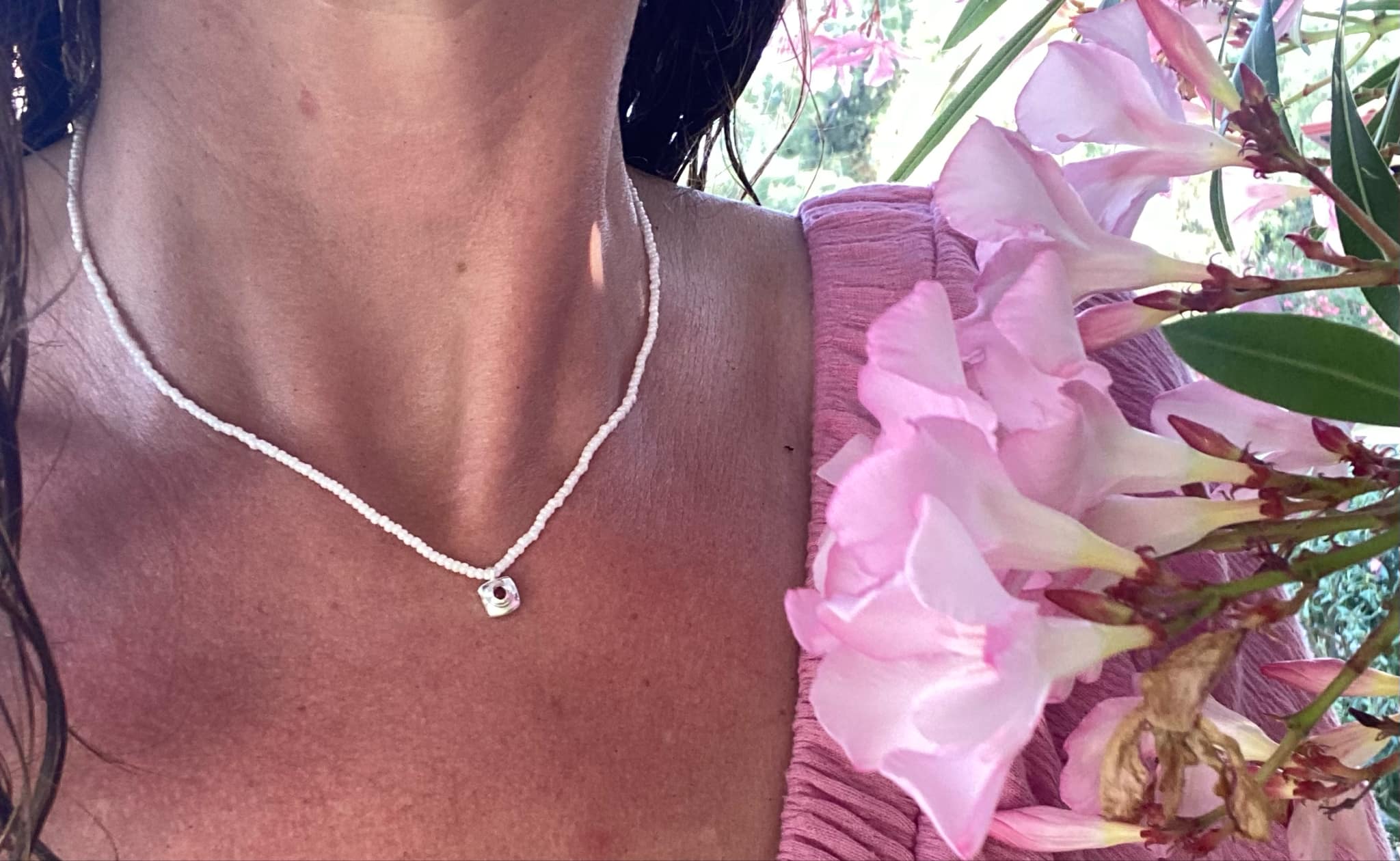 Tiny Silver Pearl Pendant Necklace
