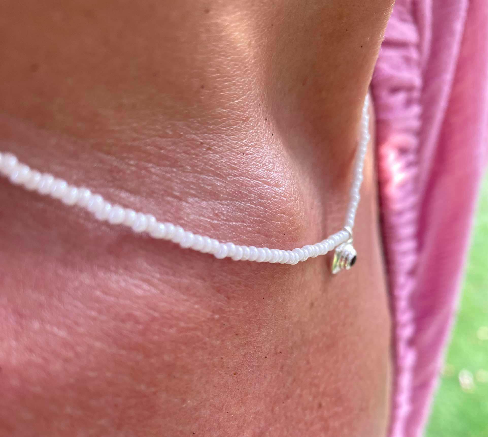 Tiny Silver Pearl Pendant Necklace