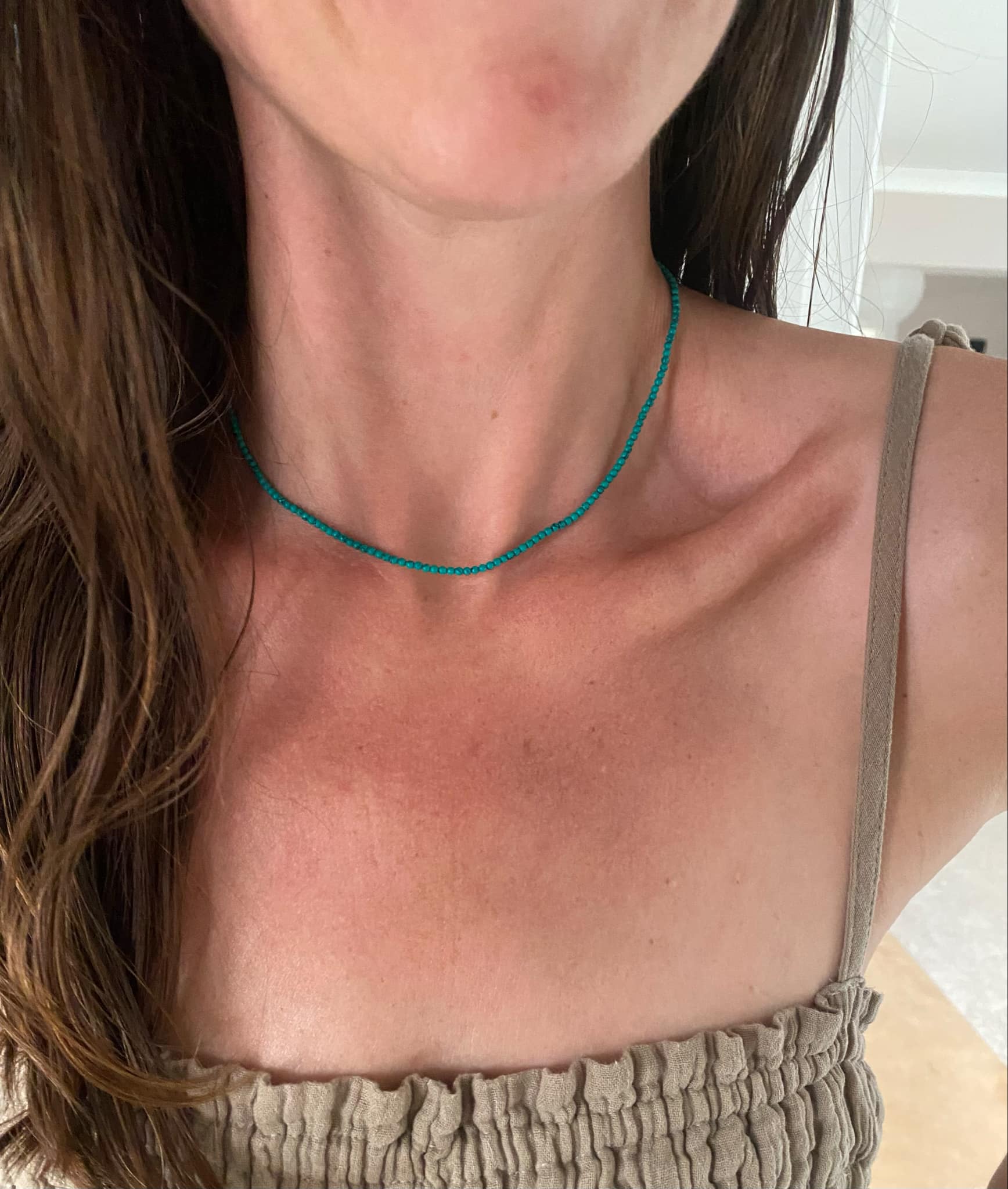 Turquoise Beaded Neckace with Detachable Silver Pendant