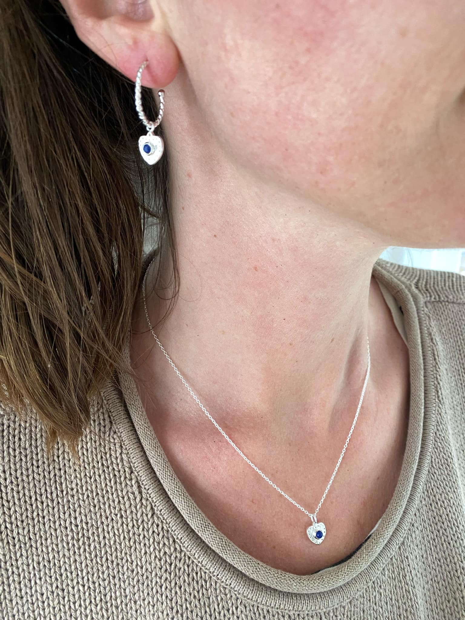 Lapis Silver Heart Necklace