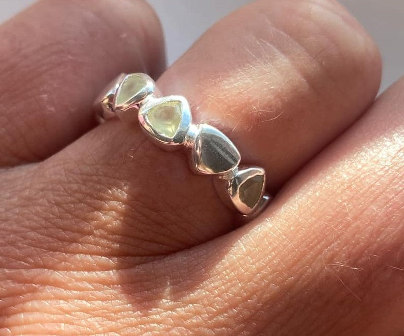 Silver Prehnite Ring