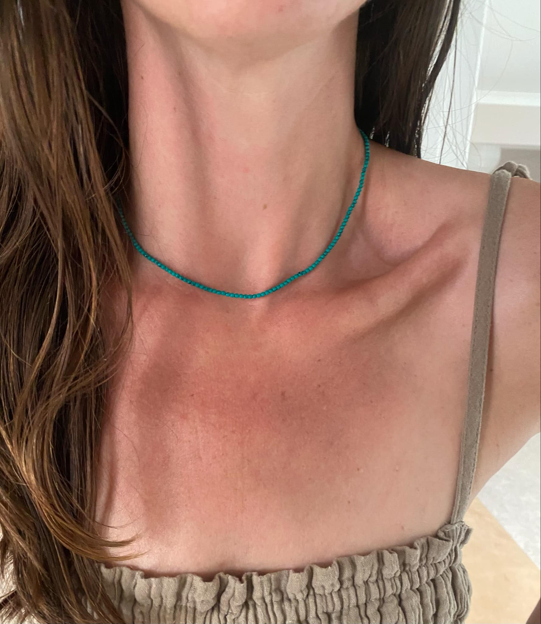 Turquoise Beaded Neckace with Detachable Gold Pendant