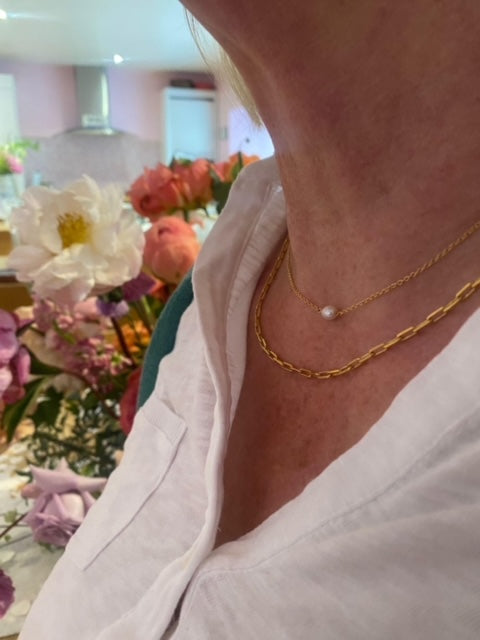 Tiny Gold Pearl Necklace