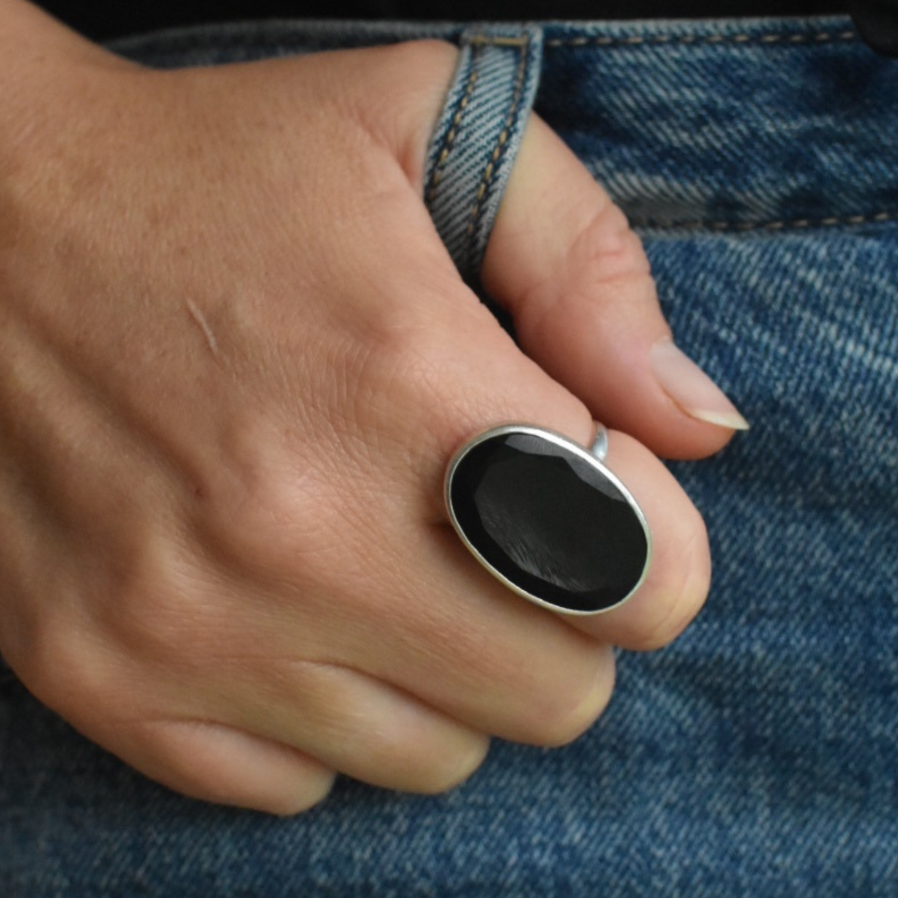 Large Black Onyx Ring