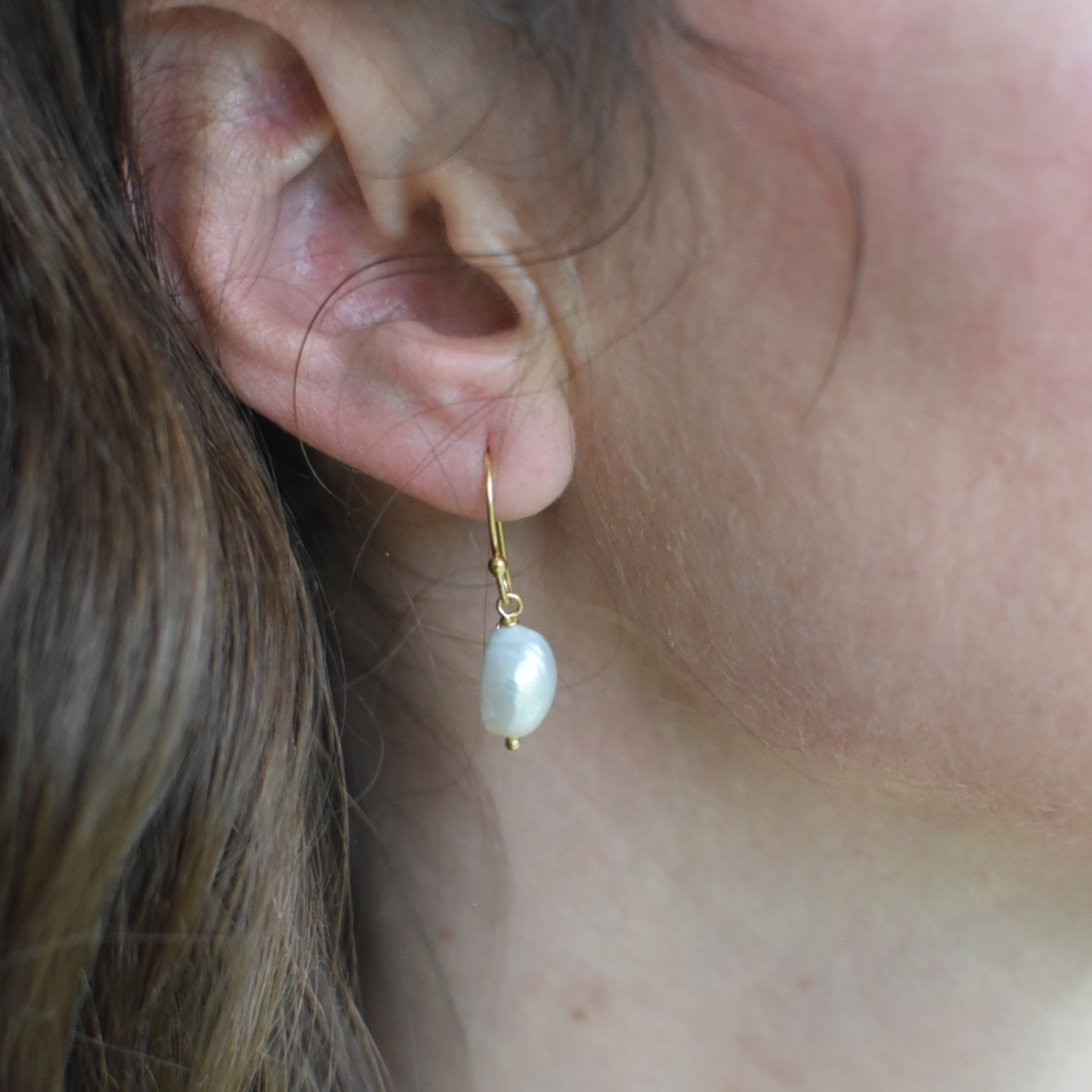 Gold Pearl Drop Earrings