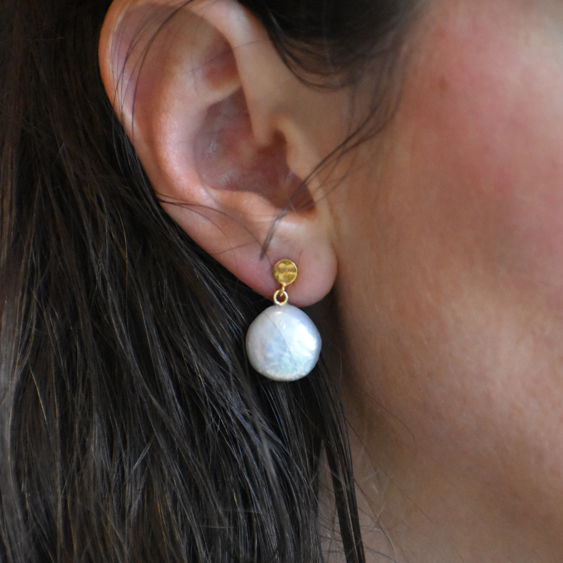 Gold Baroque Pearl Drop Earrings