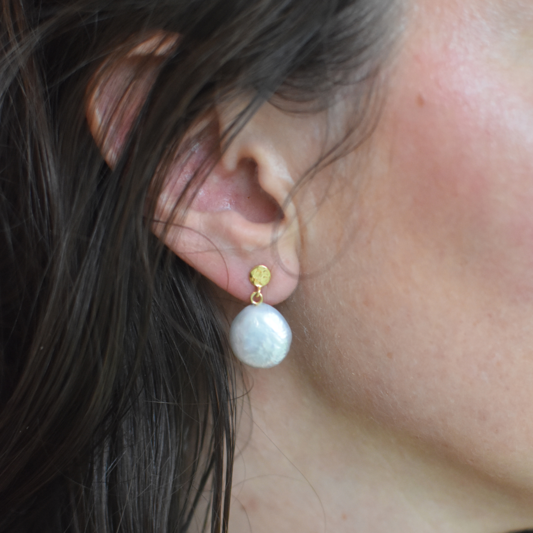 Gold Baroque Pearl Drop Earrings