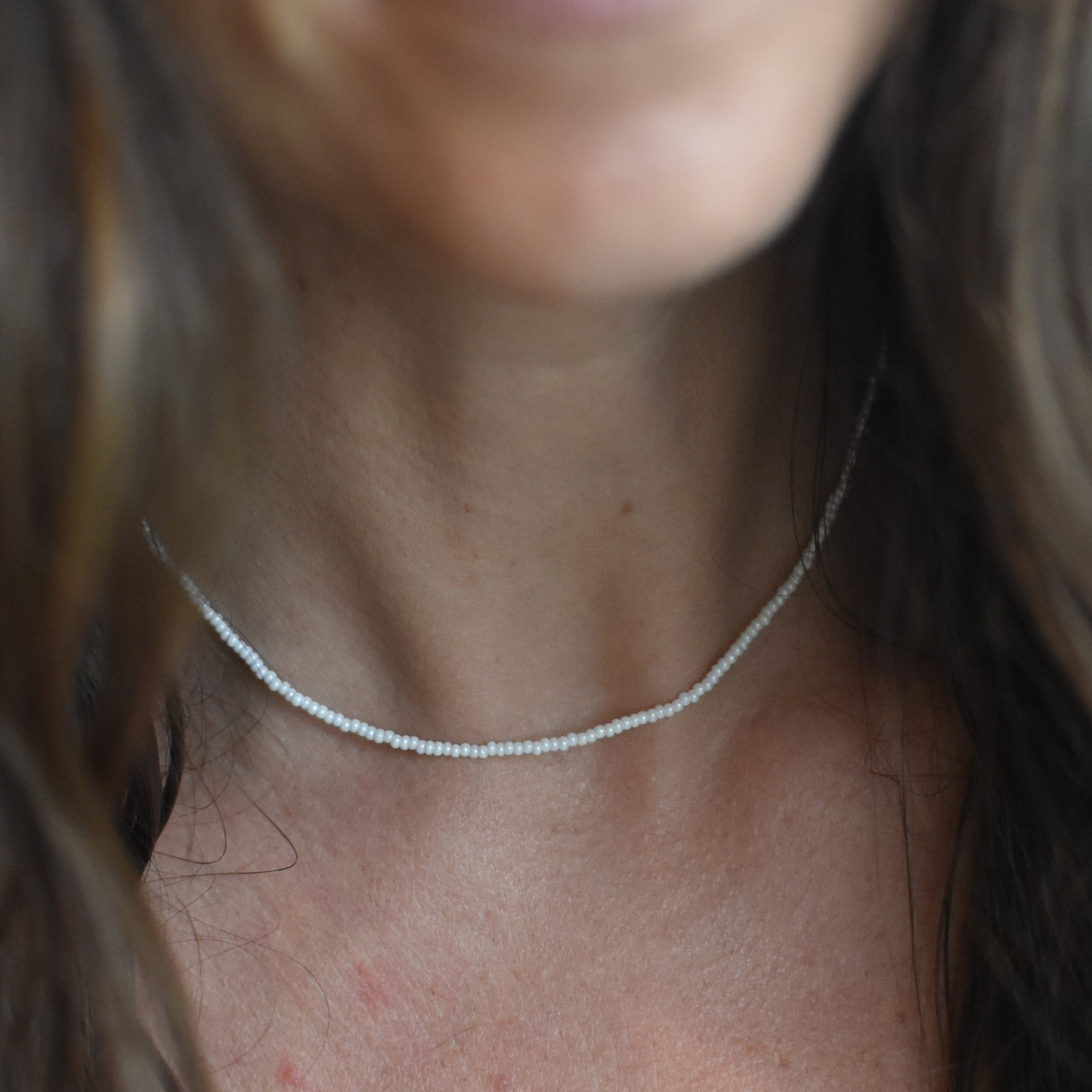 Tiny Gold Beaded Pearl Necklace