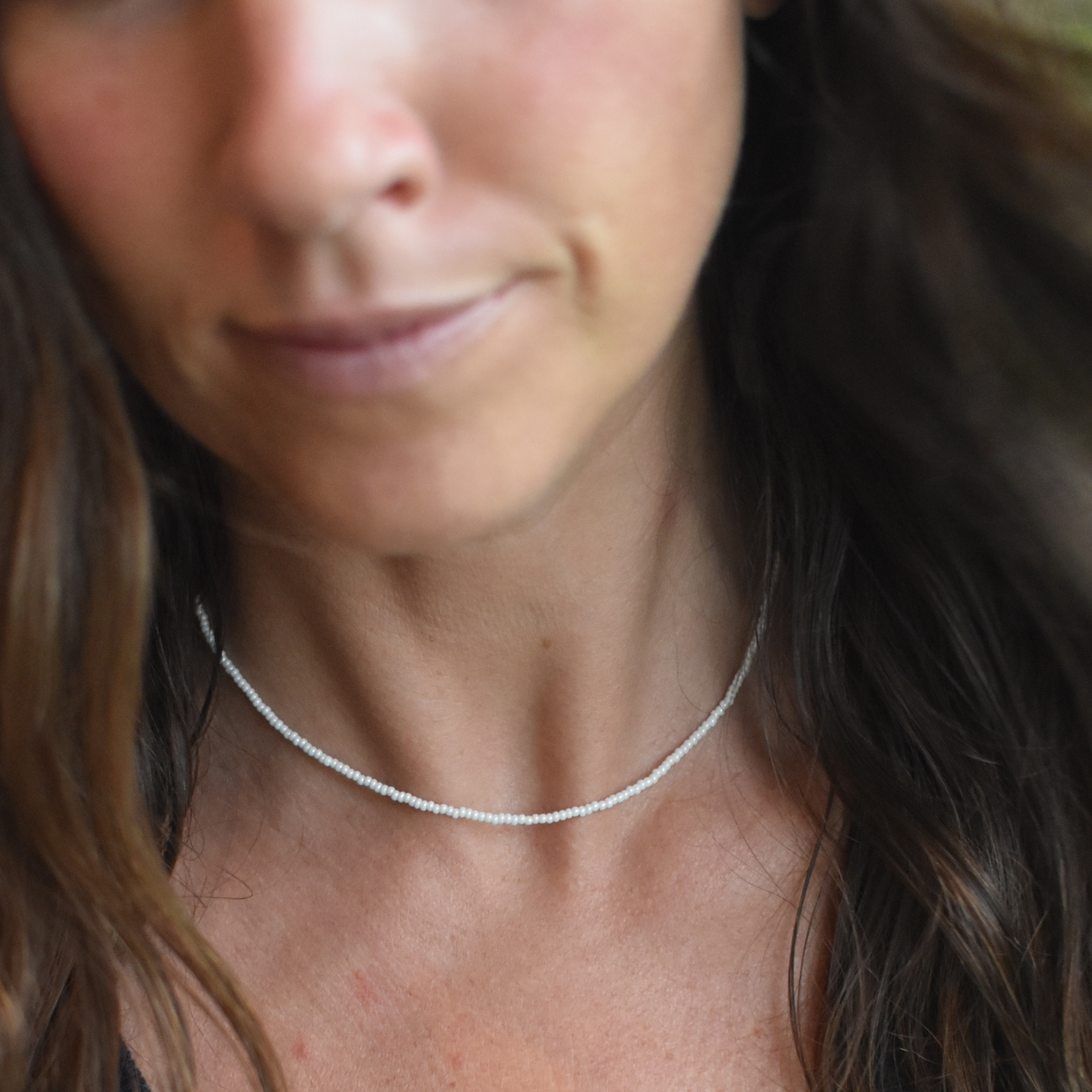 Tiny Gold Beaded Pearl Necklace