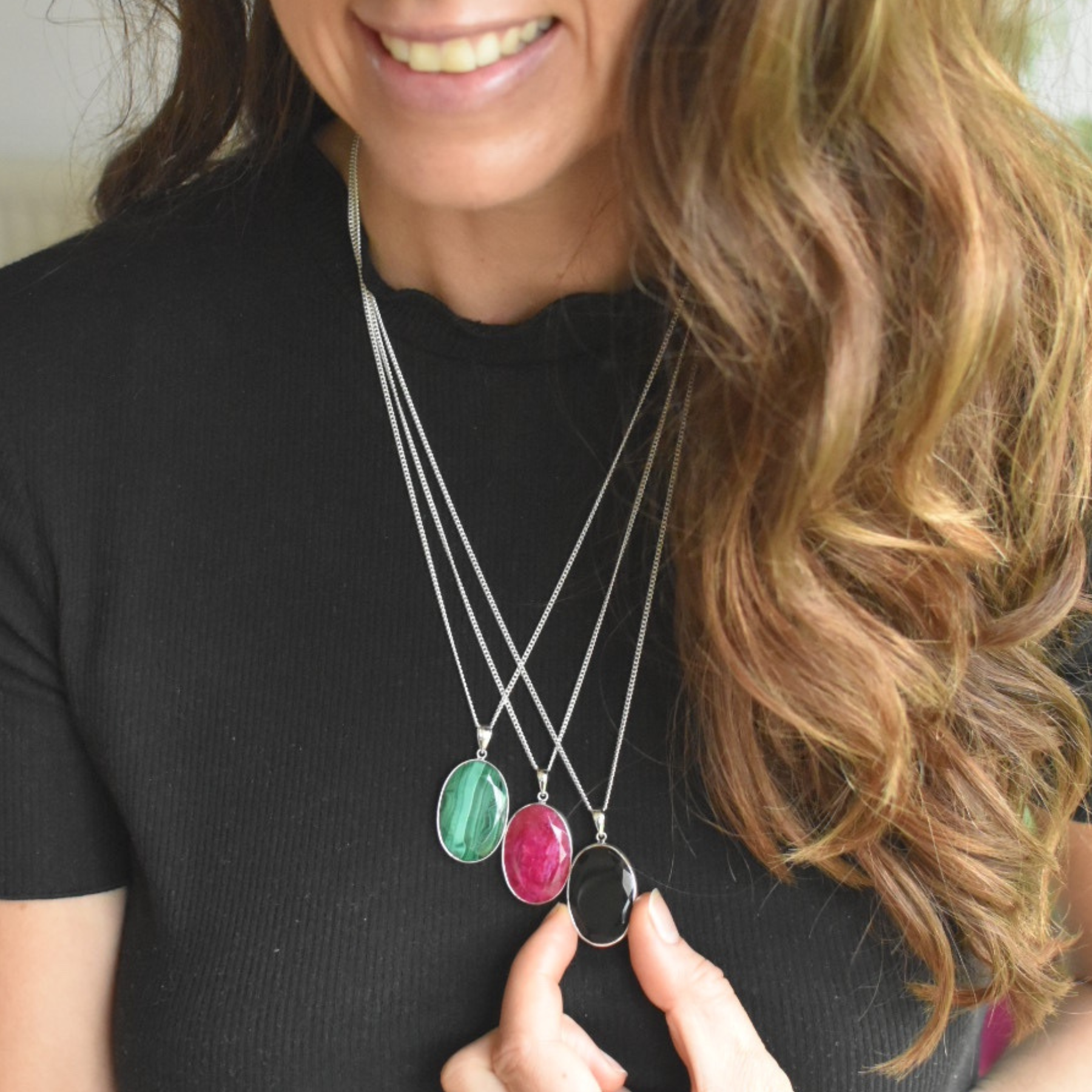 Large Gemstone Pendant Necklace