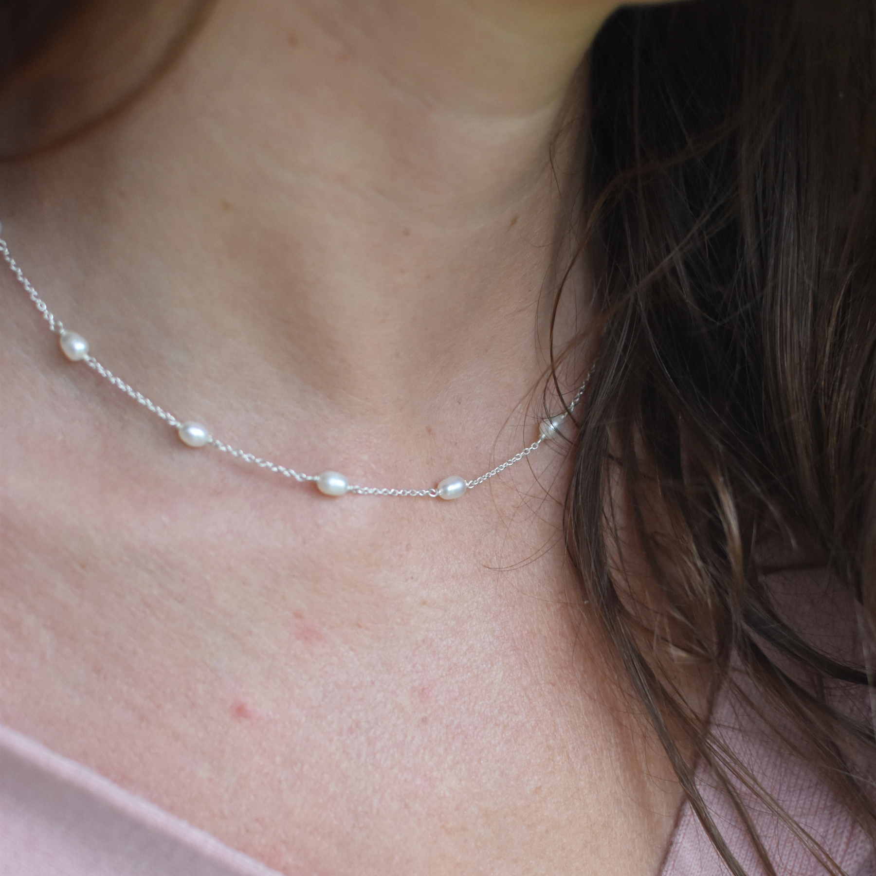 Silver Multi Pearl Necklace