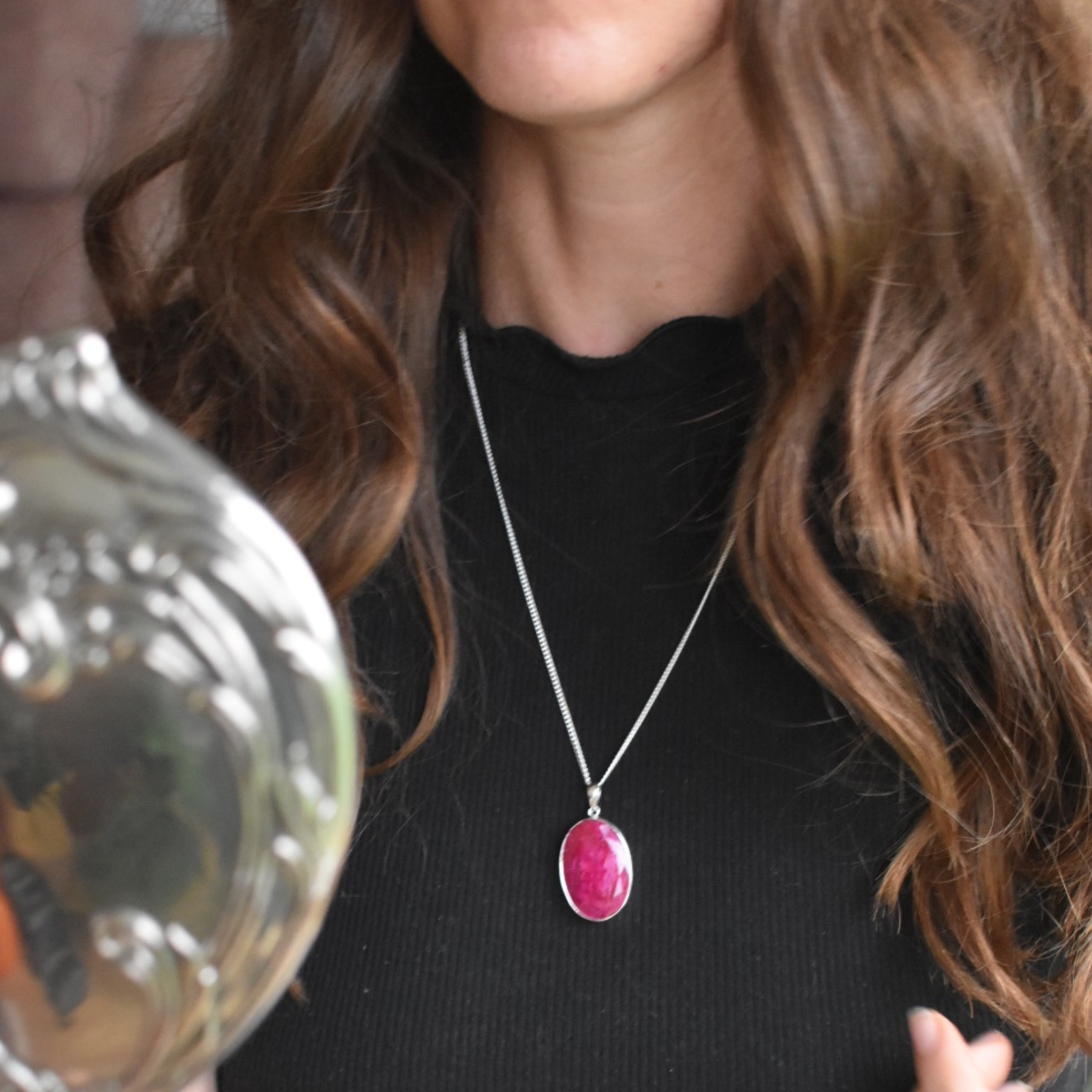 Large Gemstone Pendant Necklace