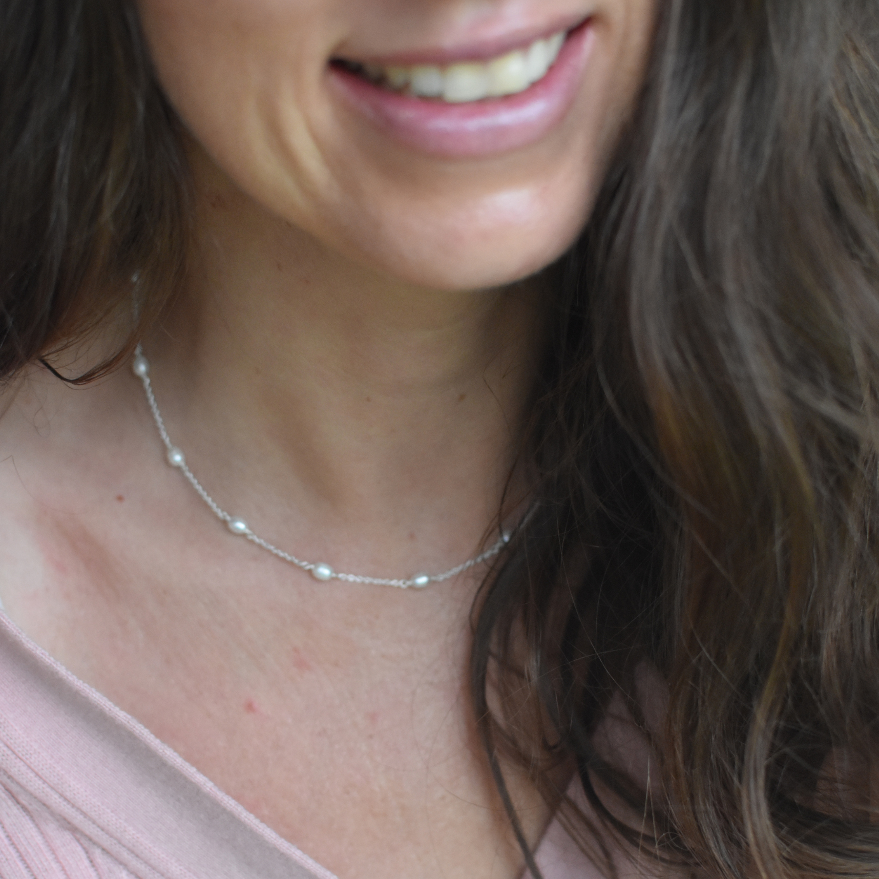 Silver Multi Pearl Necklace