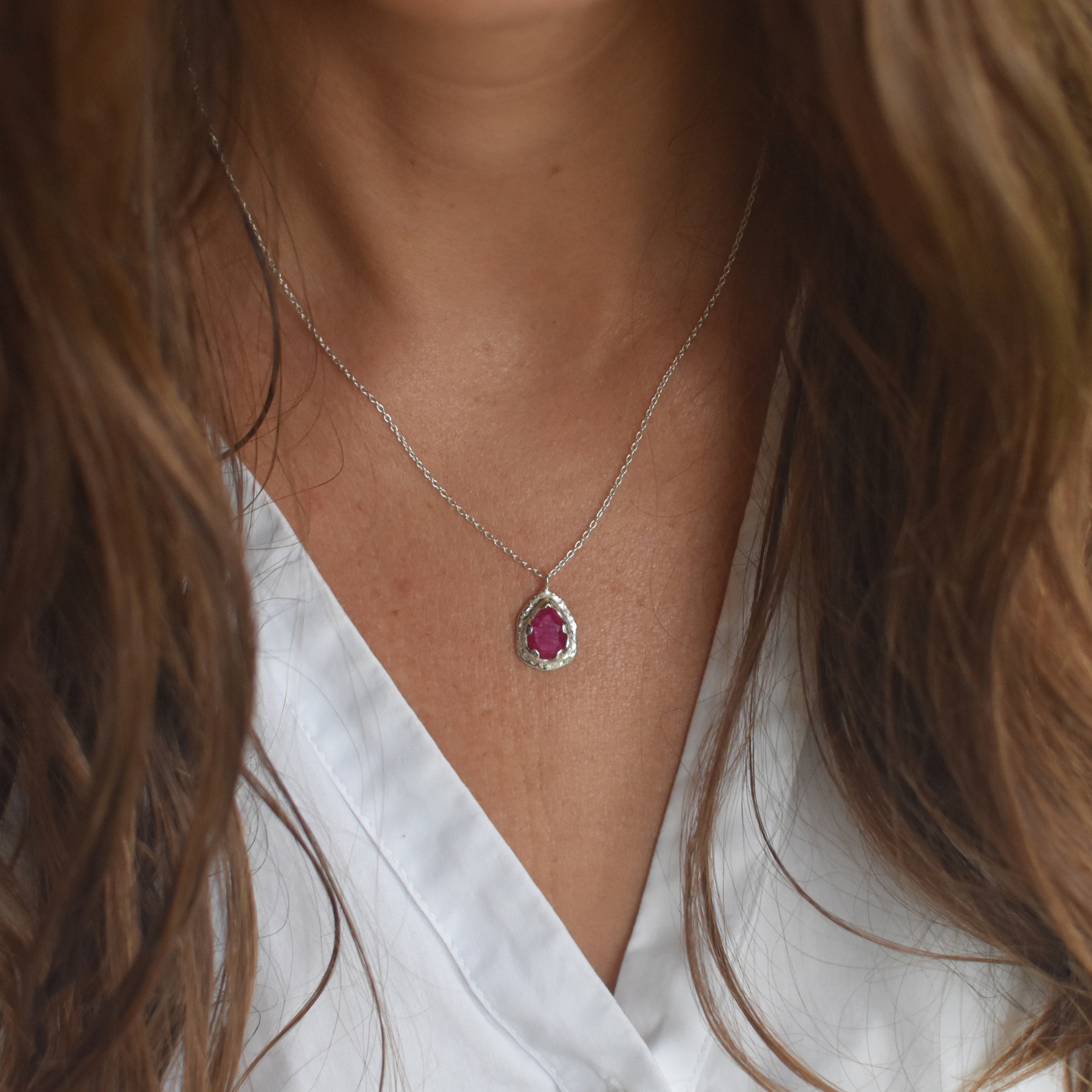 Ruby Teardrop Necklace