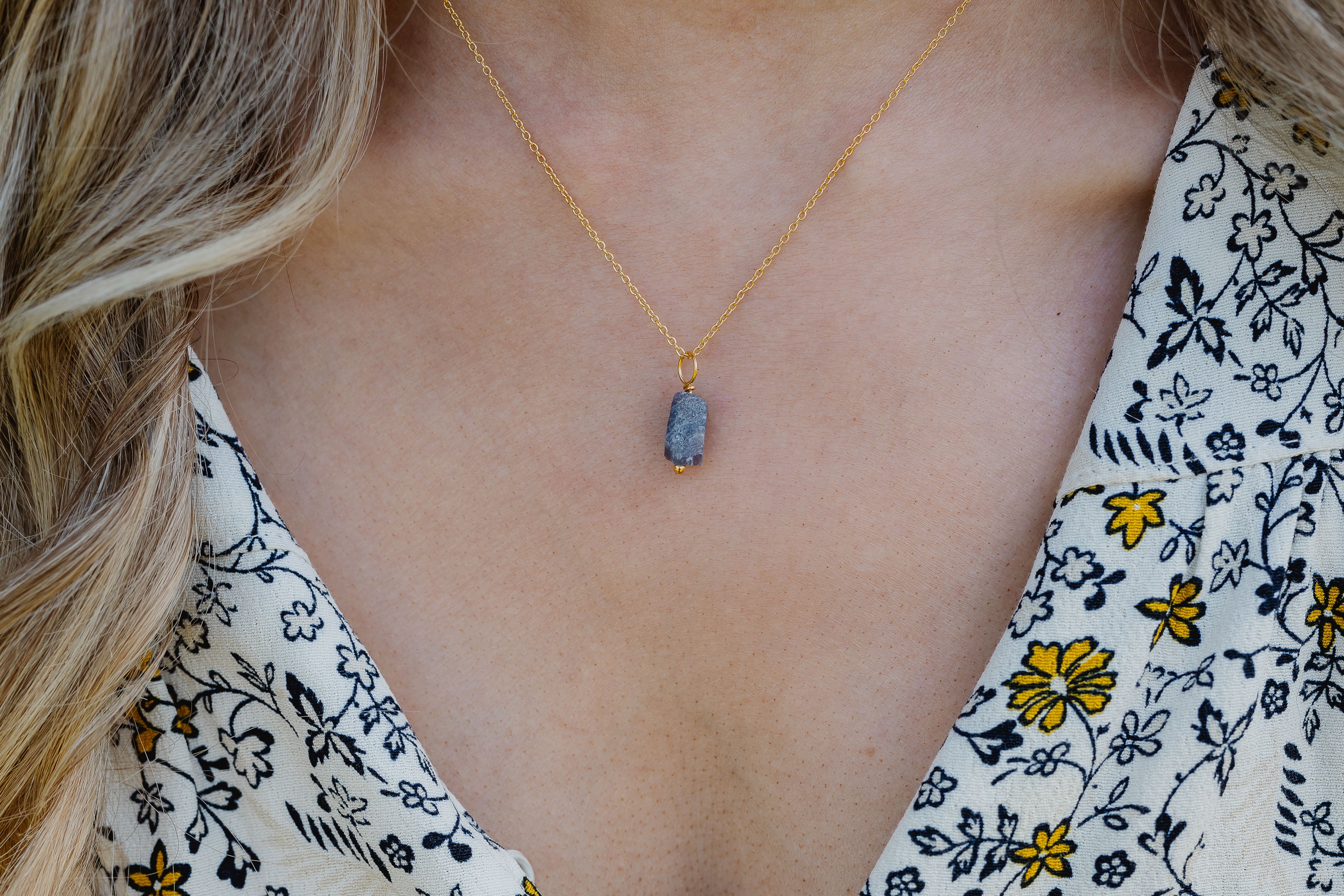 Gold Natural Crystal Necklace