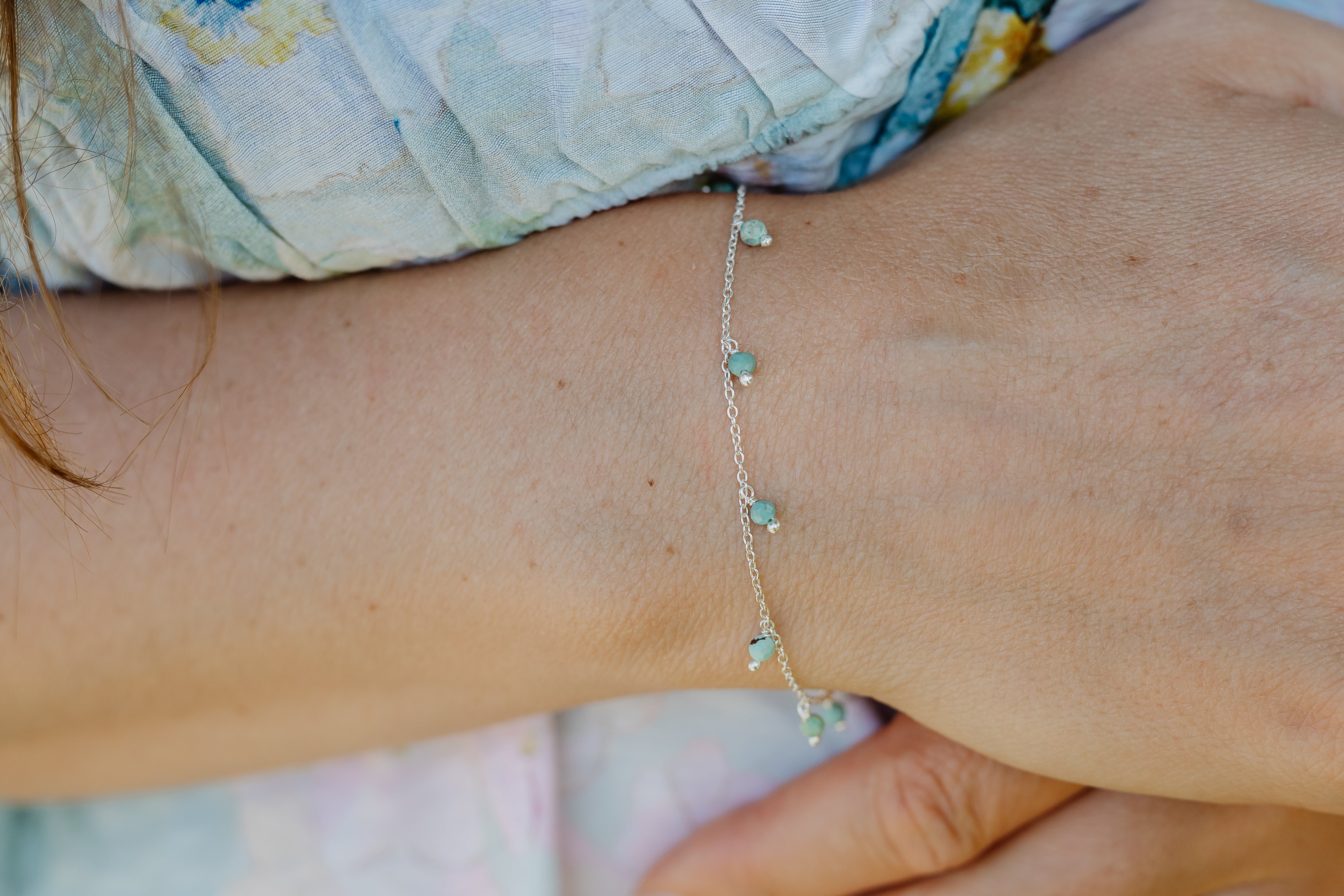Silver Gemstone Beaded Bracelet