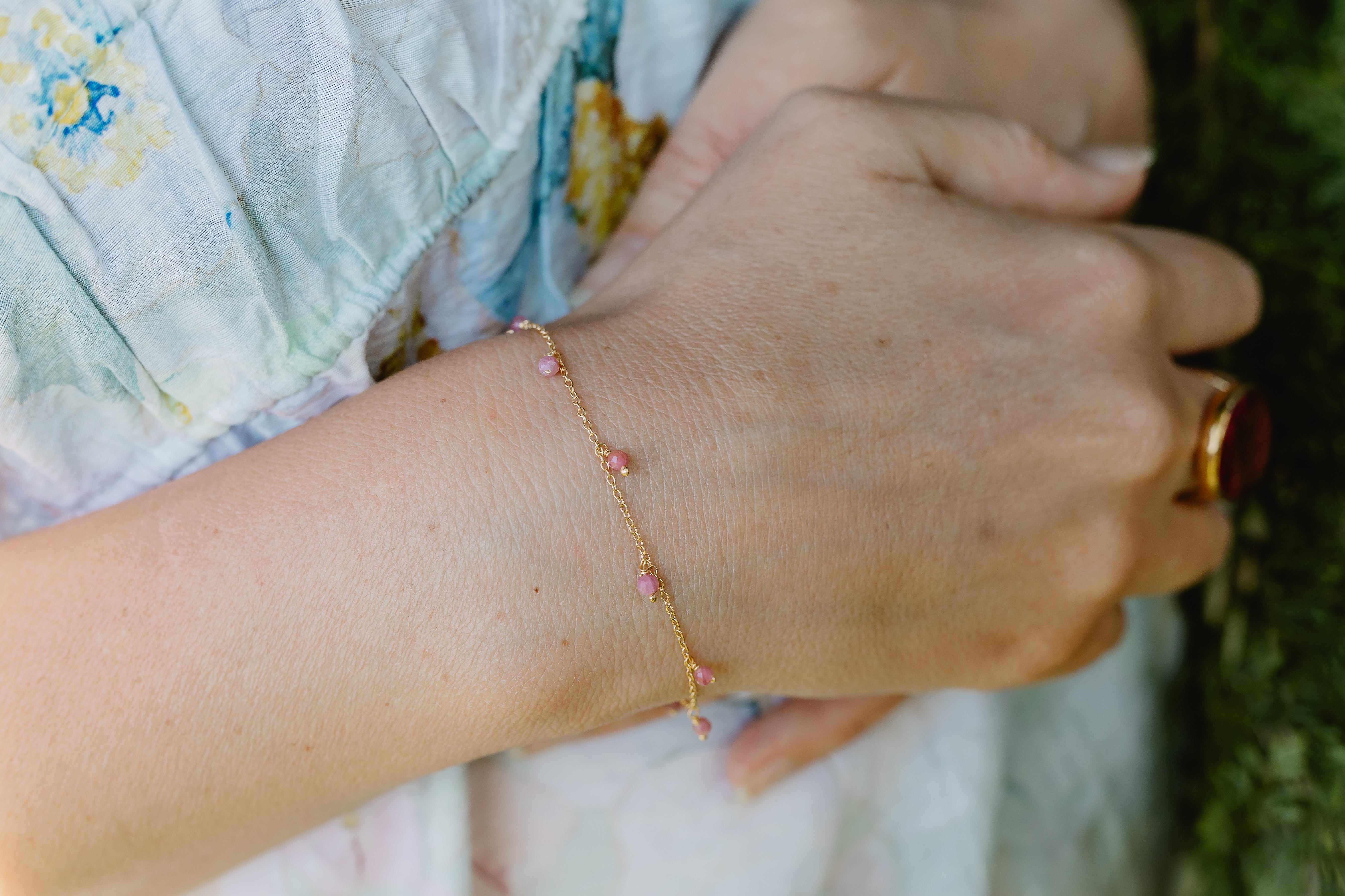 Gold Gemstone Beaded Bracelet