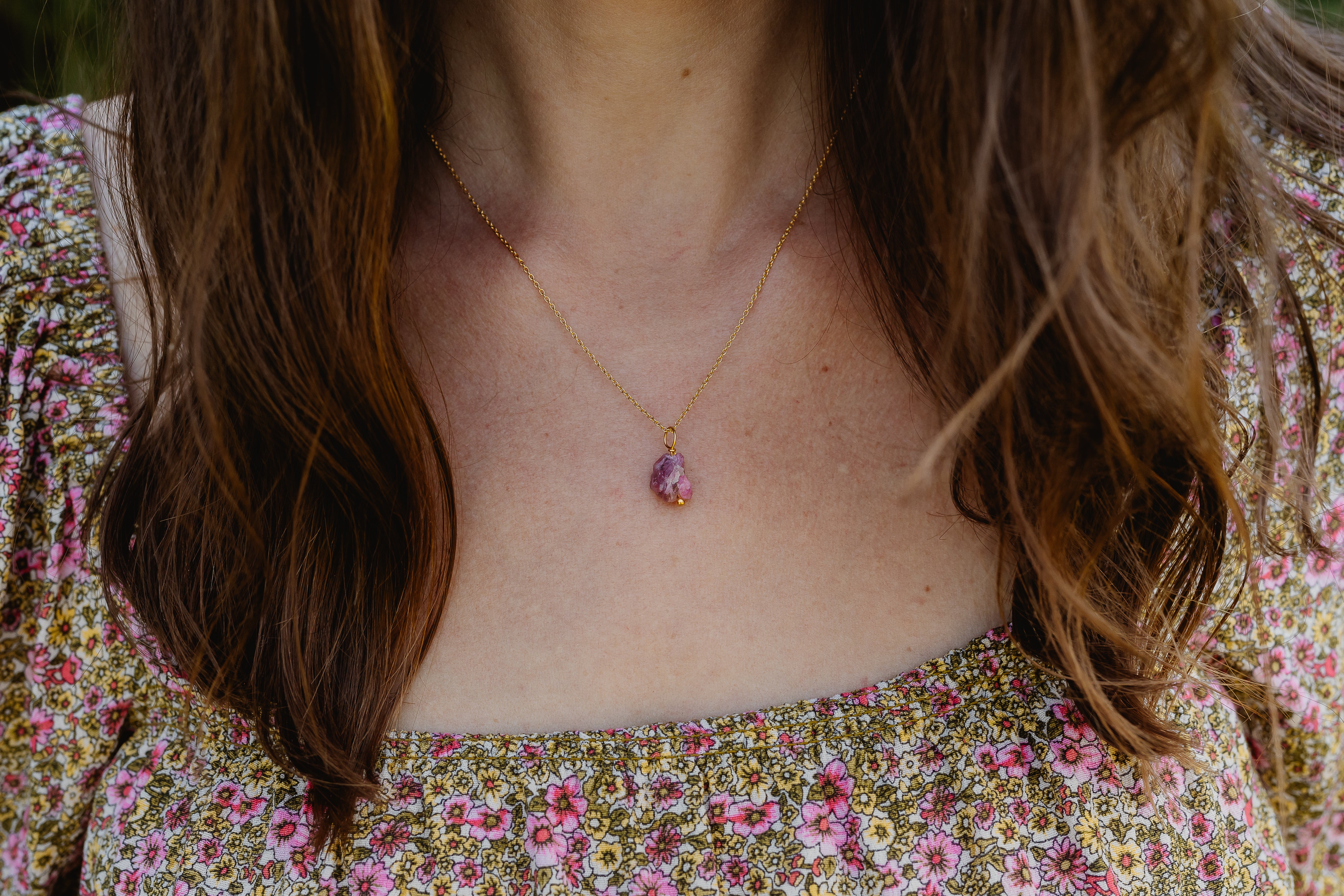 Gold Natural Crystal Necklace