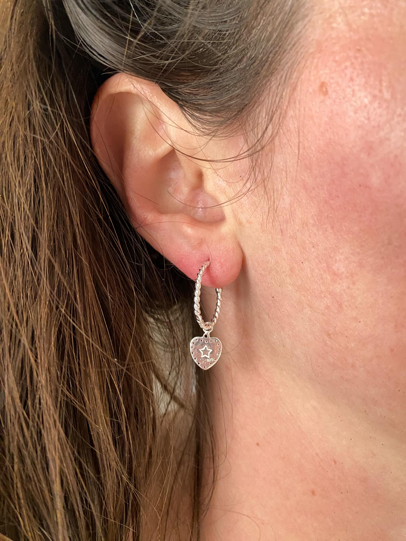 Lapis Heart Hoop Earrings