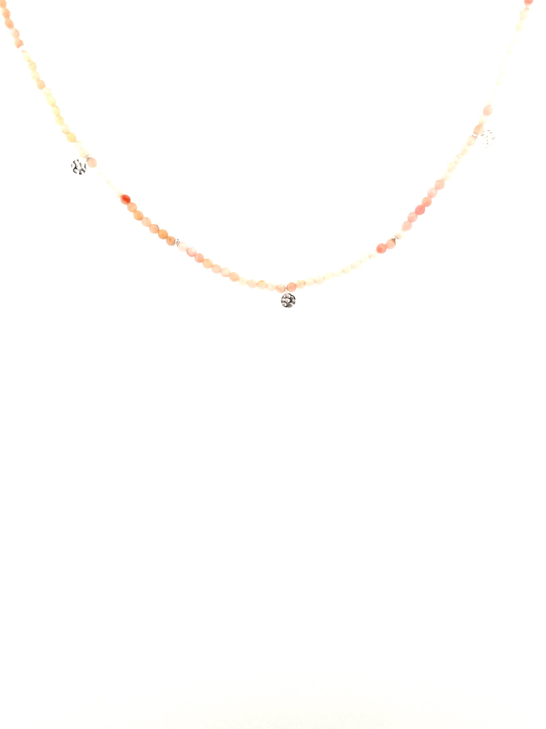 Pink Opal and Hammered Disc Necklace