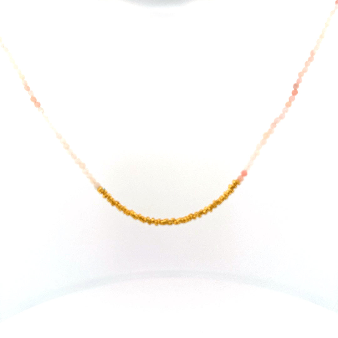 Pink Opal and Gold Beaded Necklace