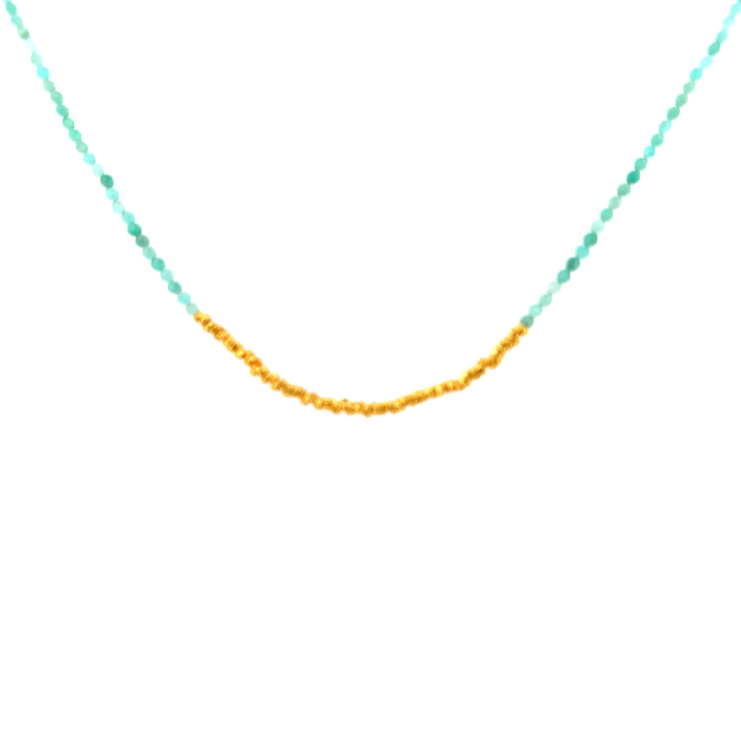 Amazonite and Gold Beaded Necklace