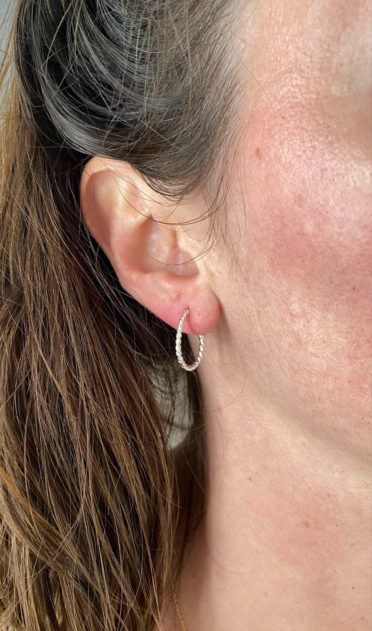 Lapis Heart Hoop Earrings