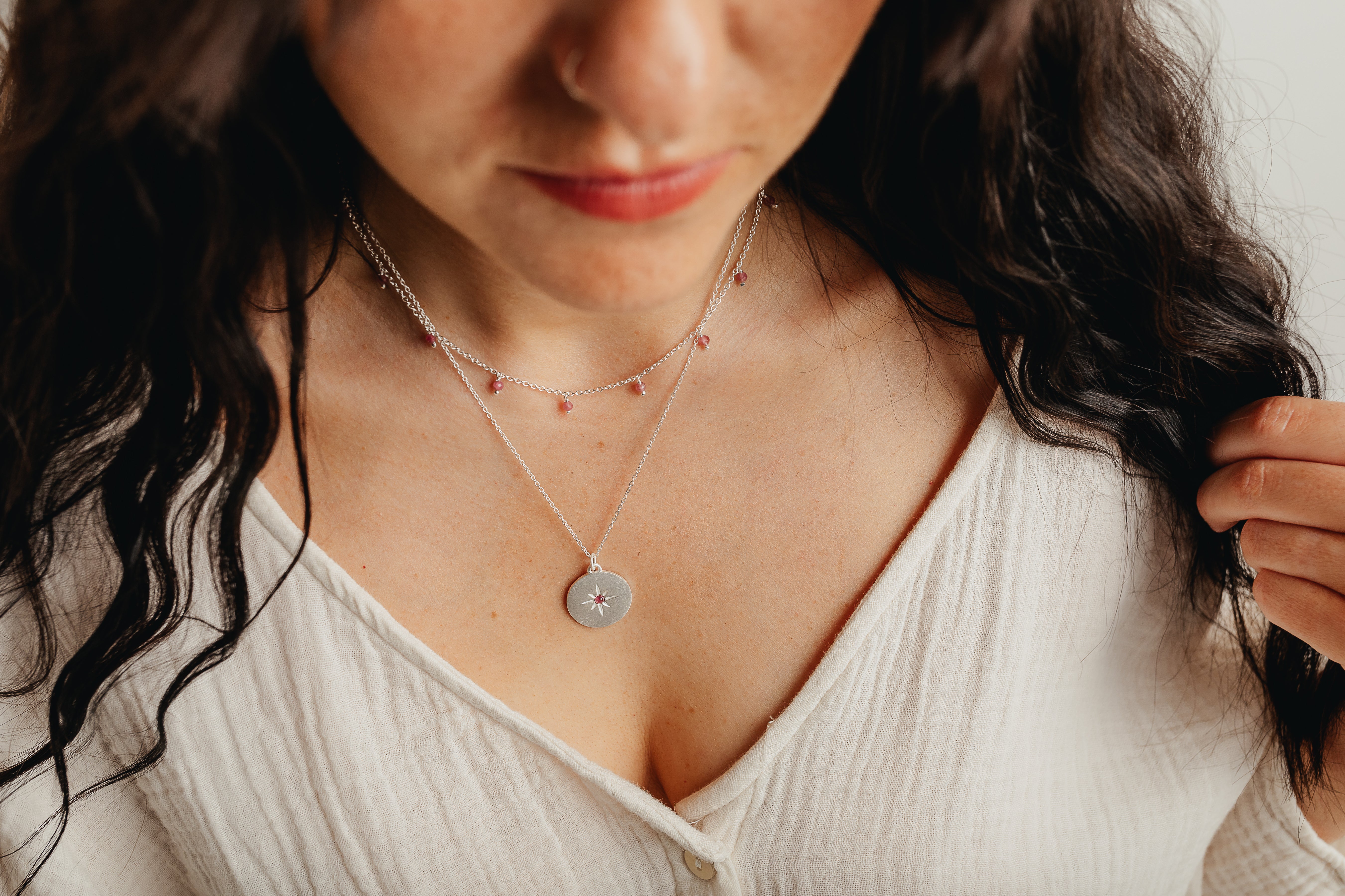 Silver Gemstone Beaded Necklace