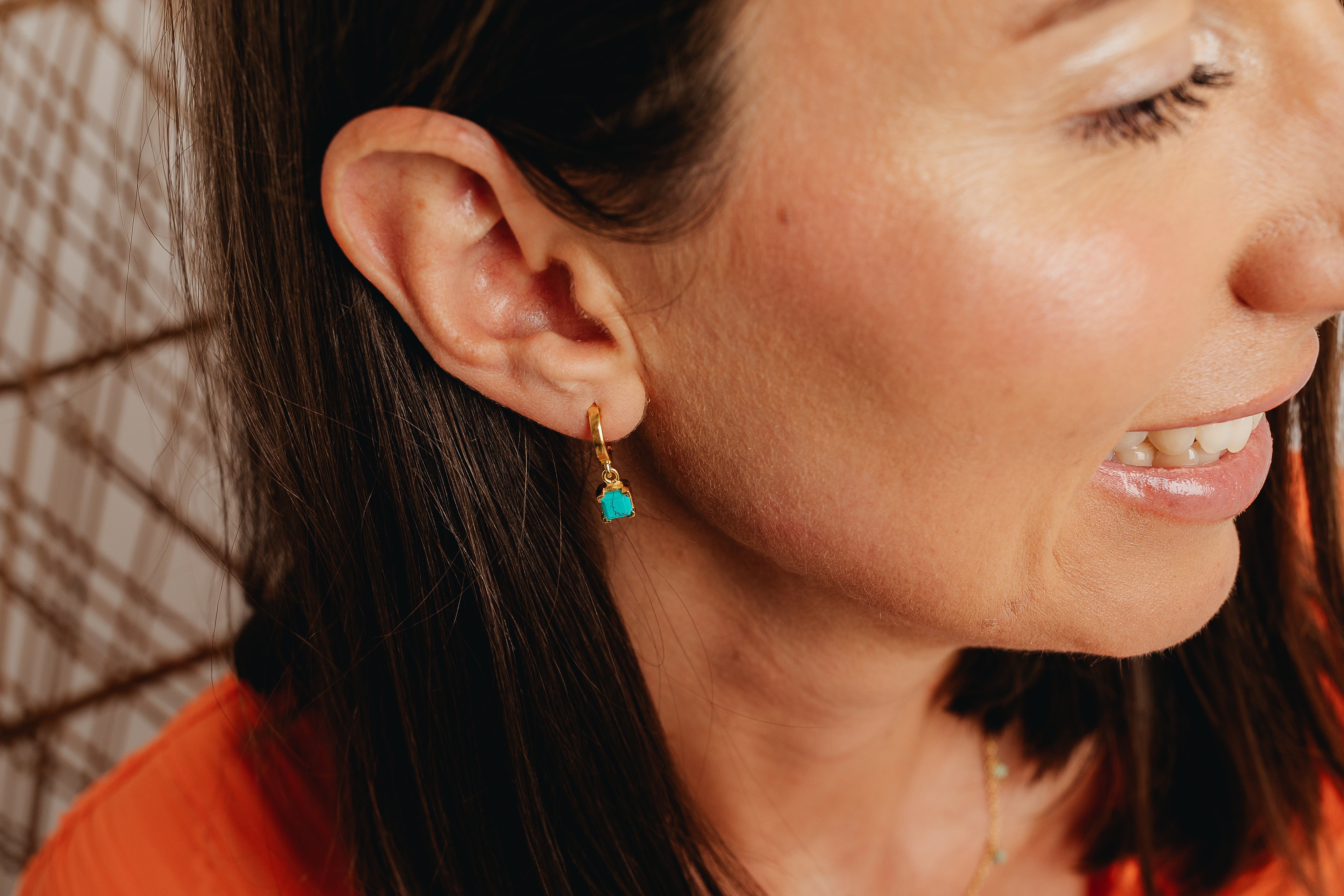 Gold Gemstone Huggie Earrings