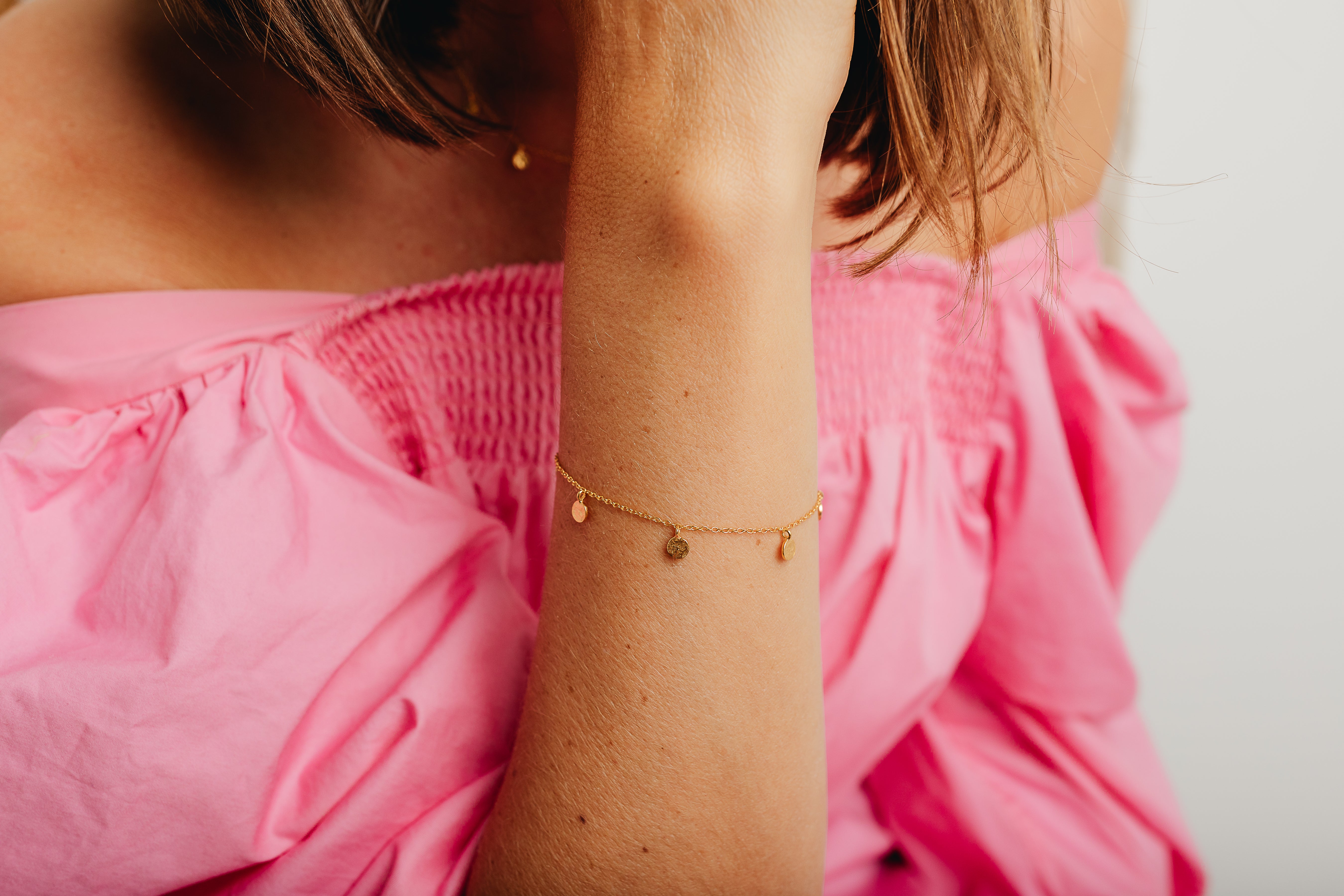 Gold Mini Hammered Disc Necklace