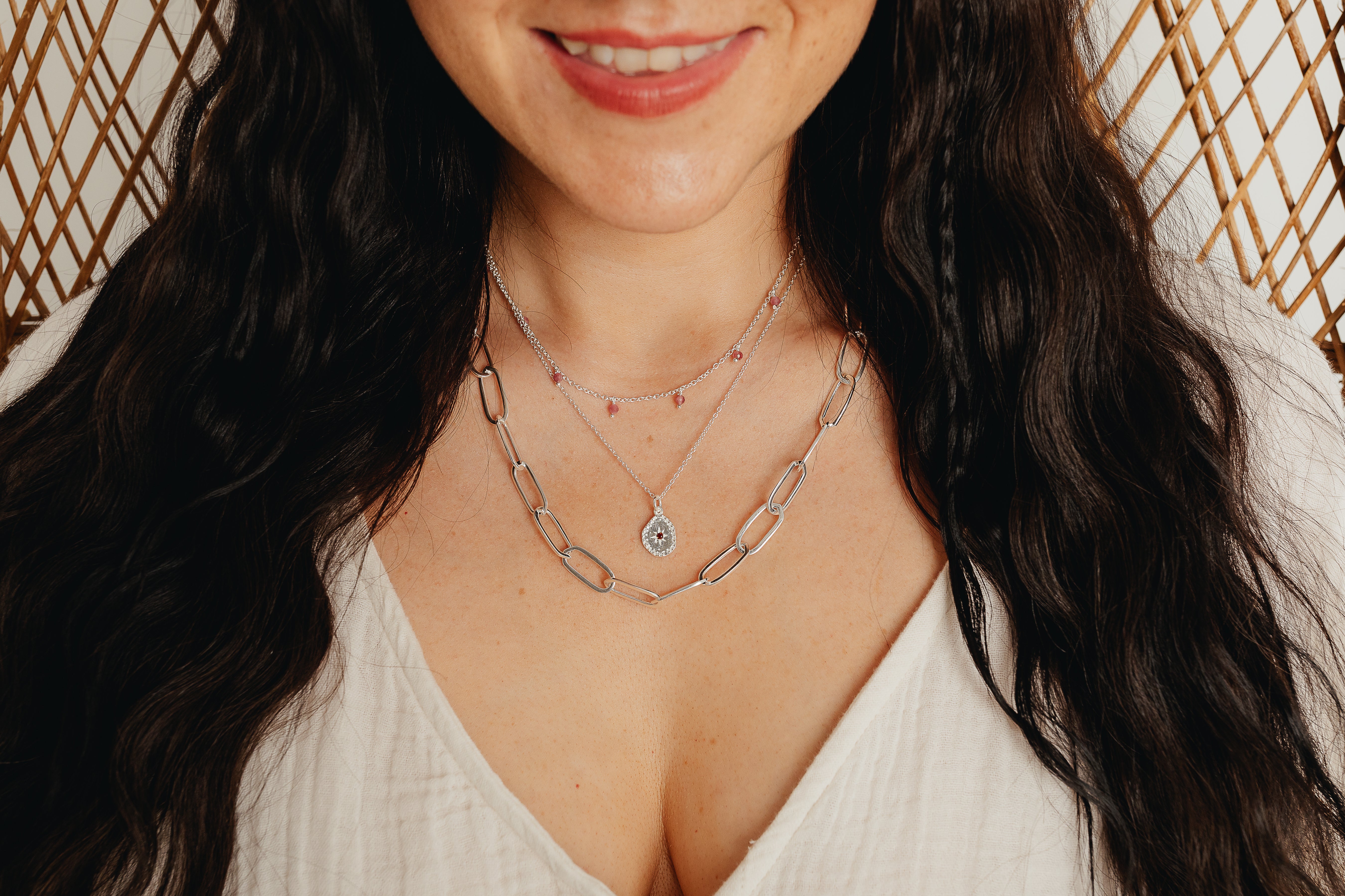 Silver Gemstone Beaded Necklace