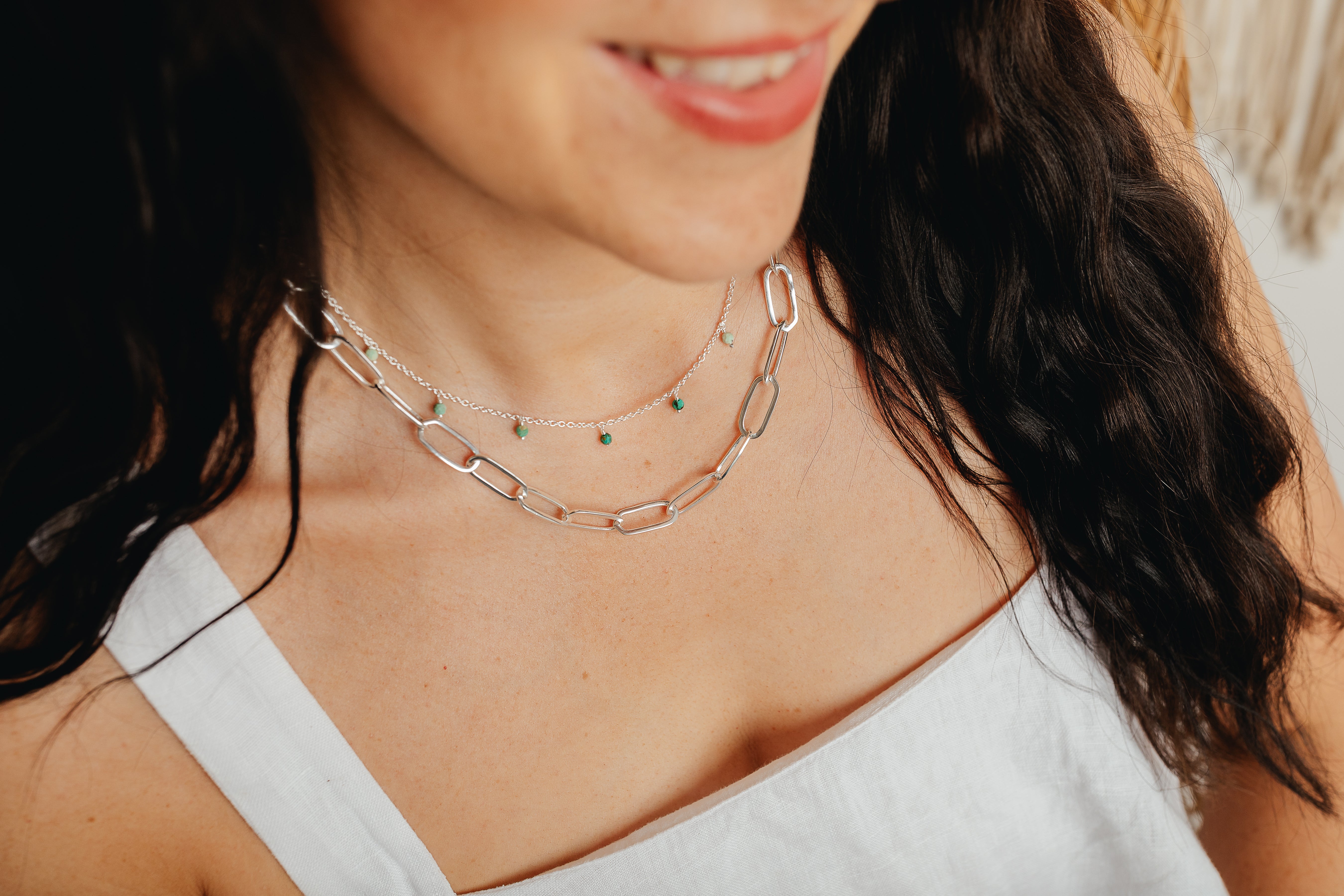 Silver Gemstone Beaded Necklace