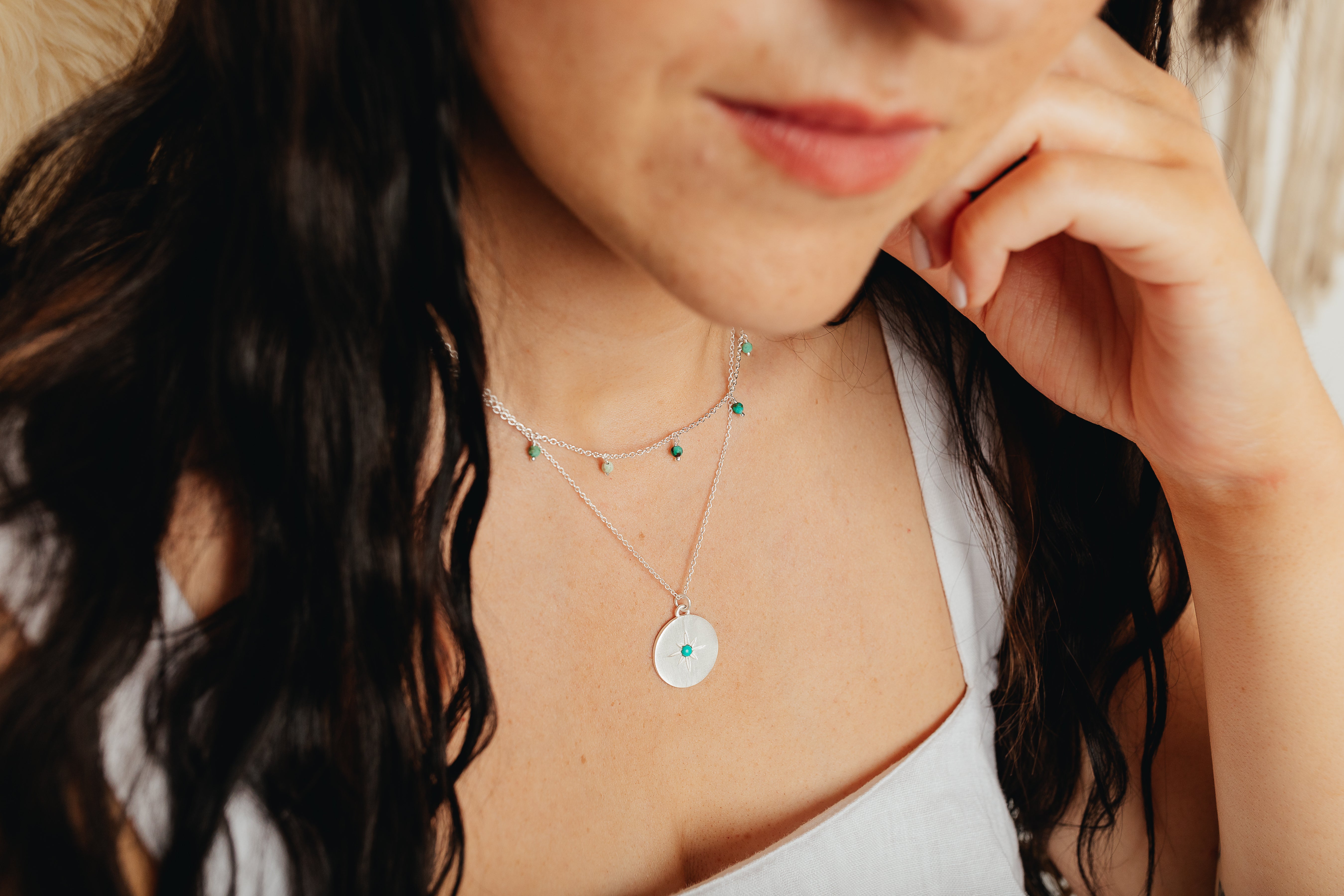 Silver Gemstone Beaded Necklace