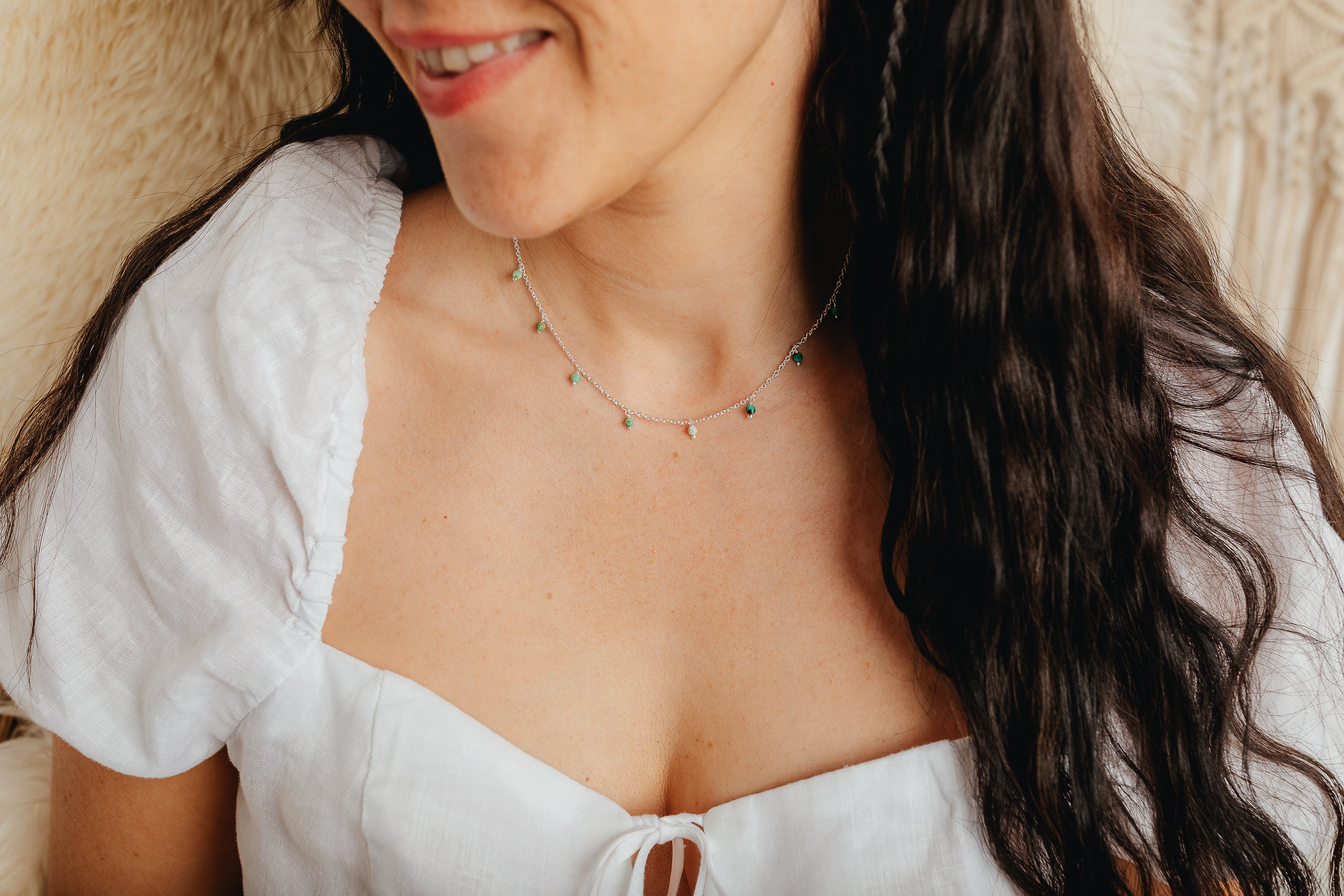 Silver Gemstone Beaded Necklace