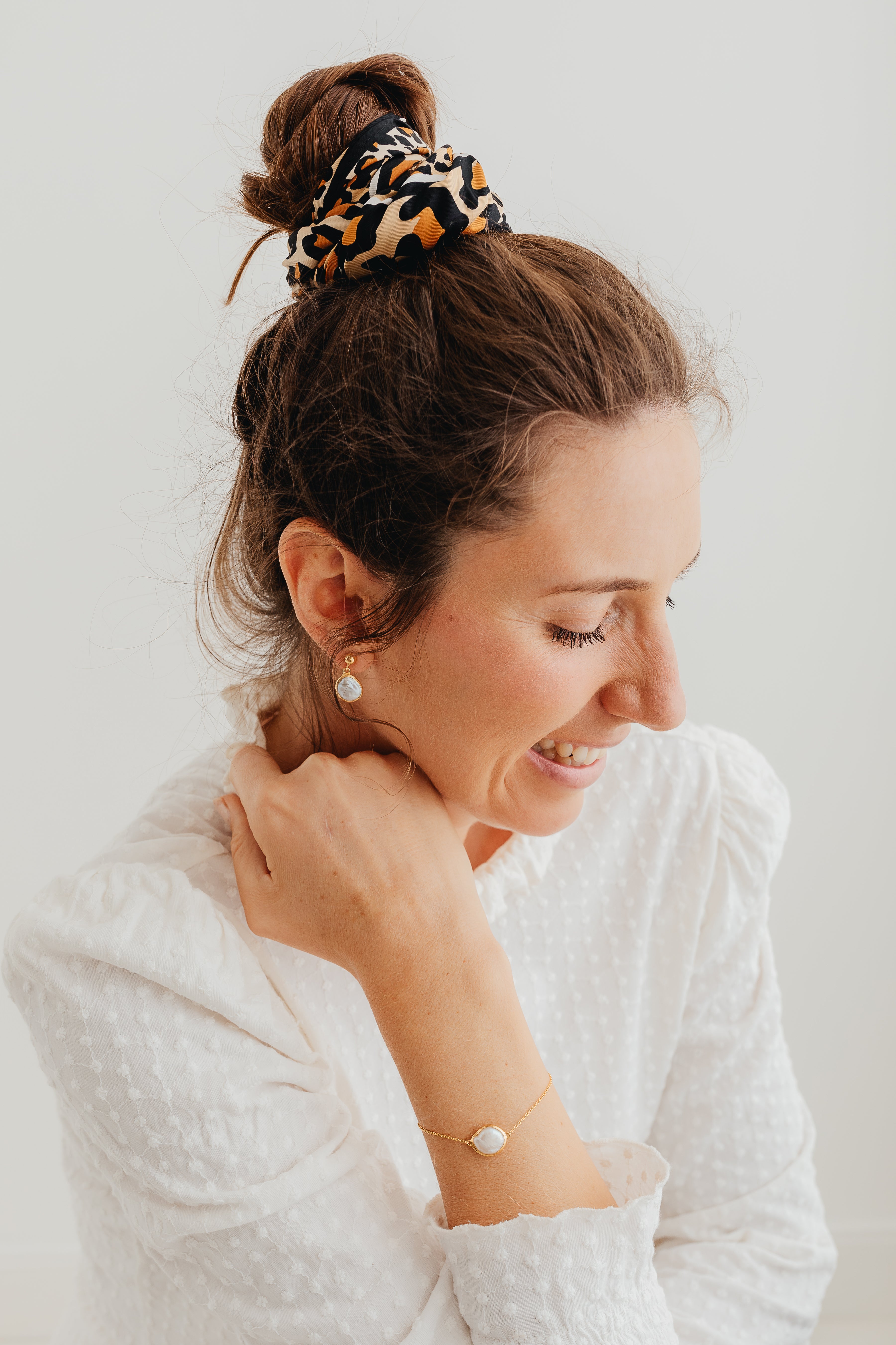 Pearl Drop Earrings in a Gold Setting