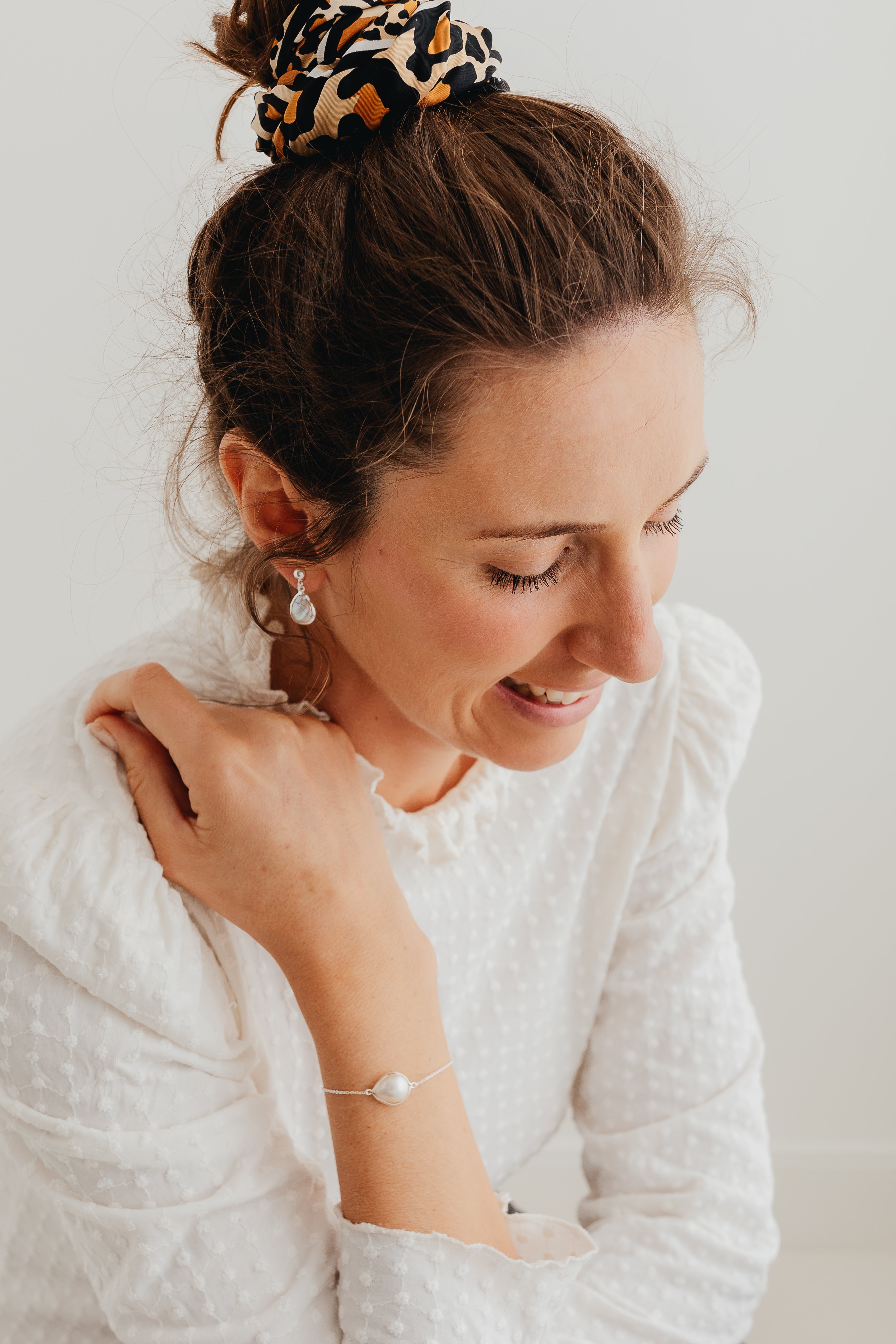 Pearl Drop Earrings in Silver Setting