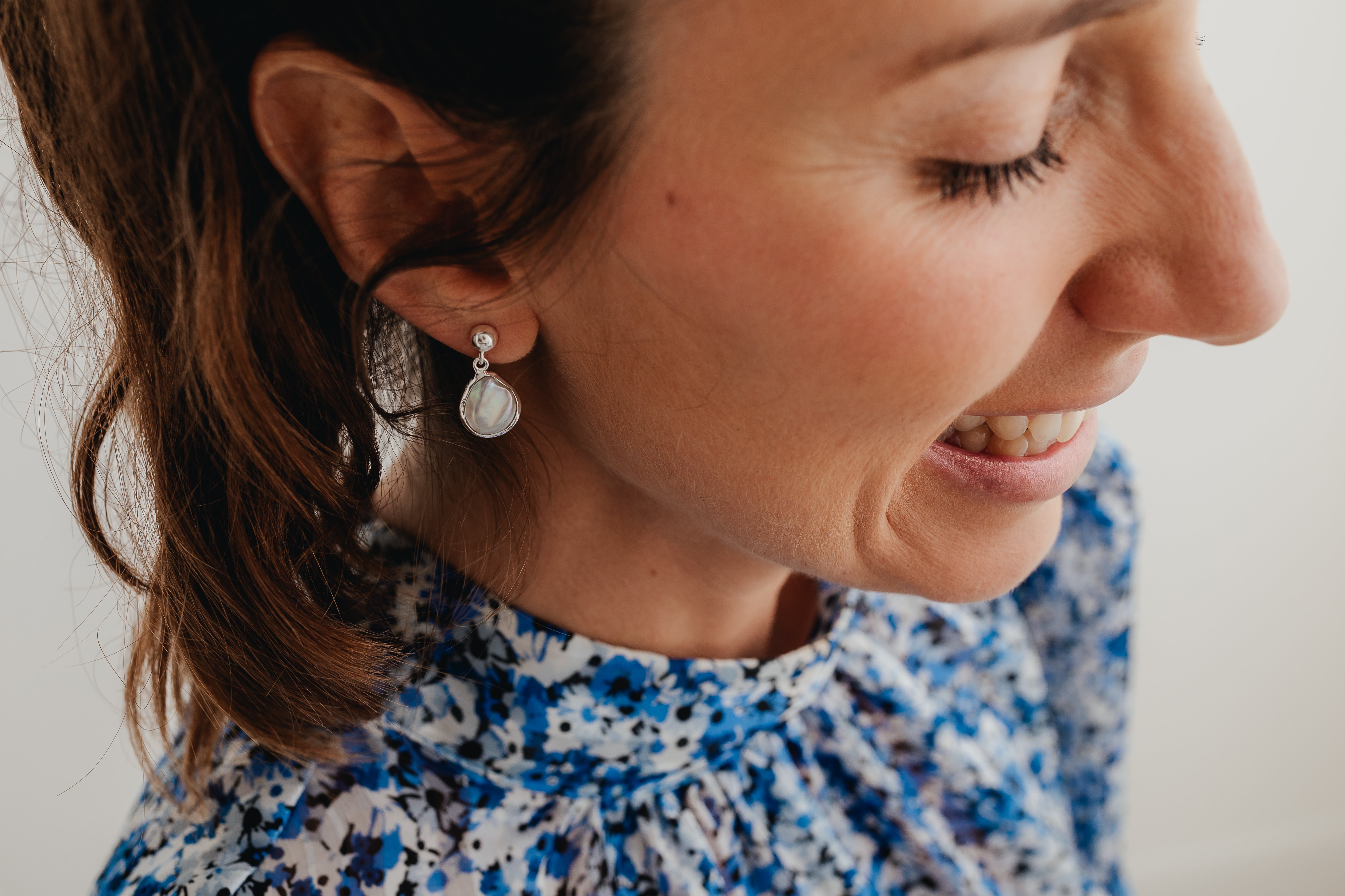 Pearl Drop Earrings in Silver Setting