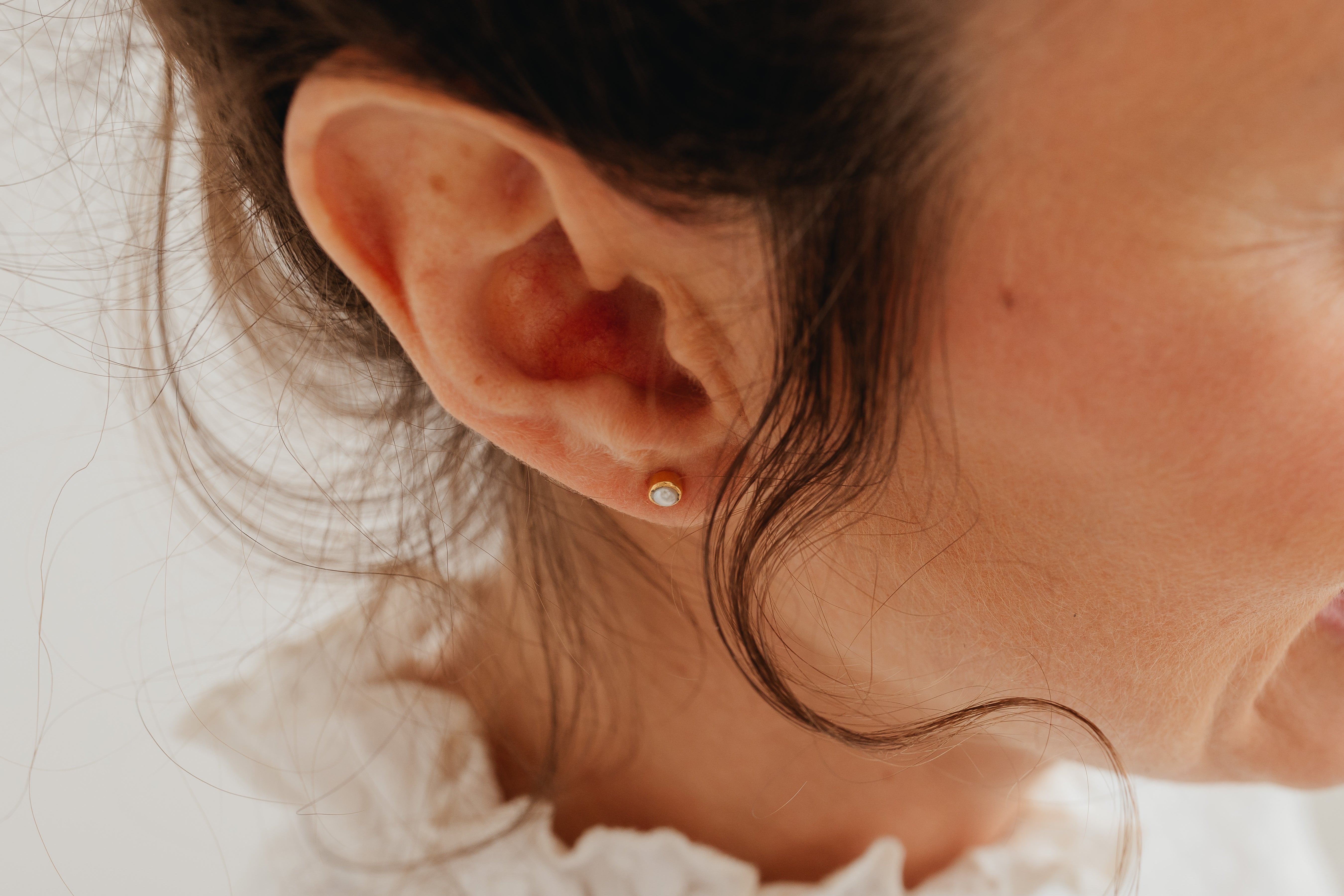 Gold Tiny Pearl Stud Earring