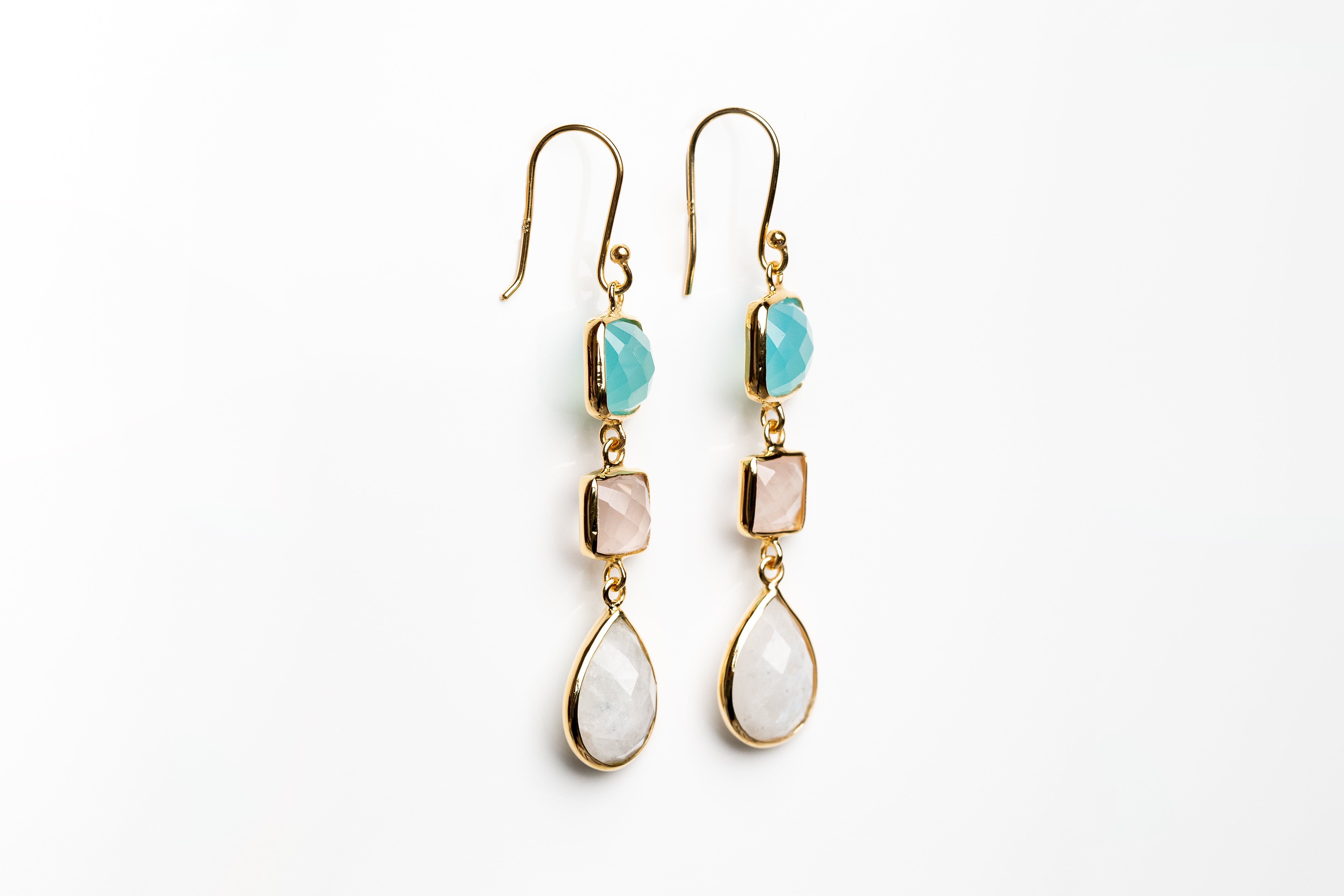 Gold Gemstone Drop Earrings