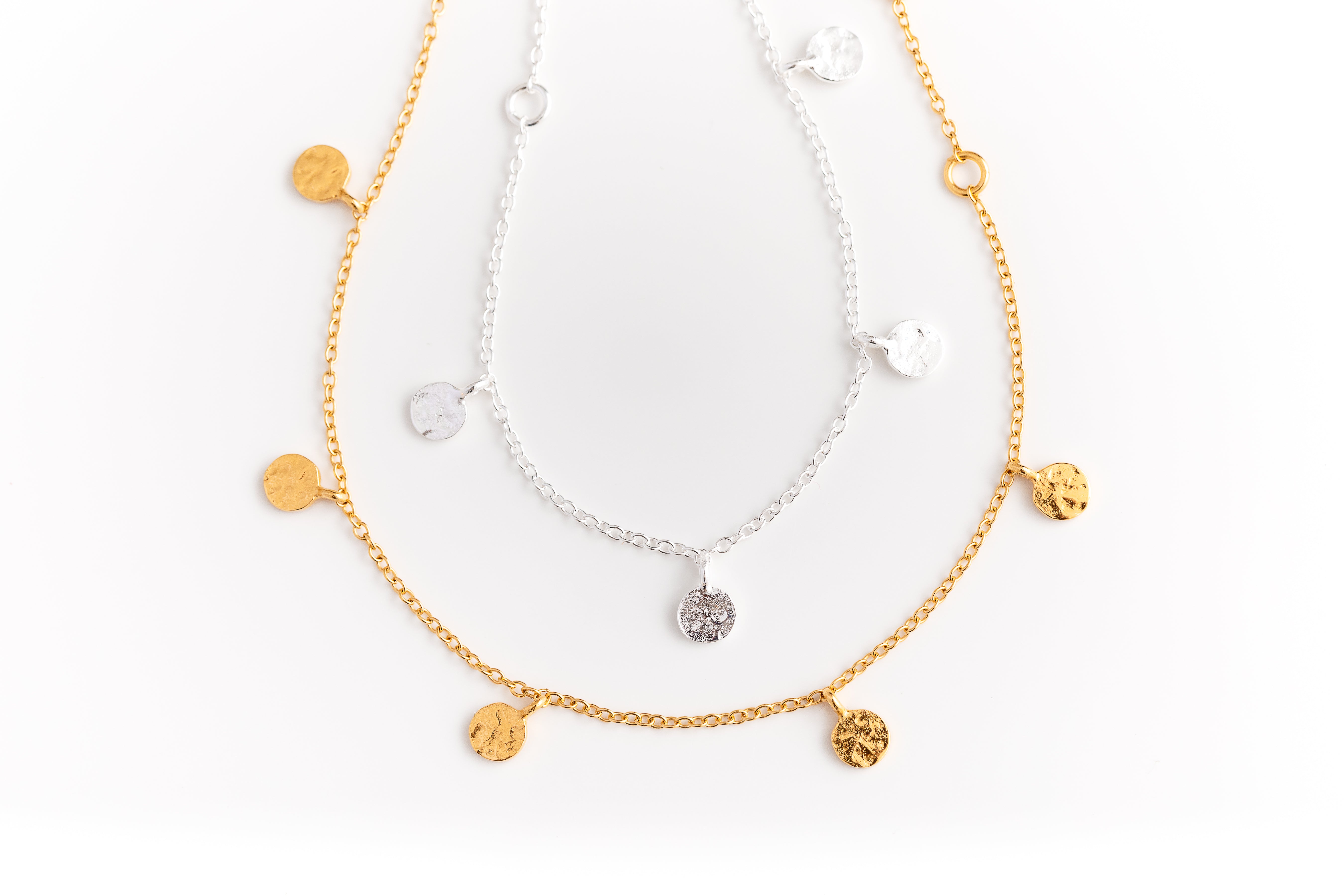 Gold Mini Hammered Disc Bracelet