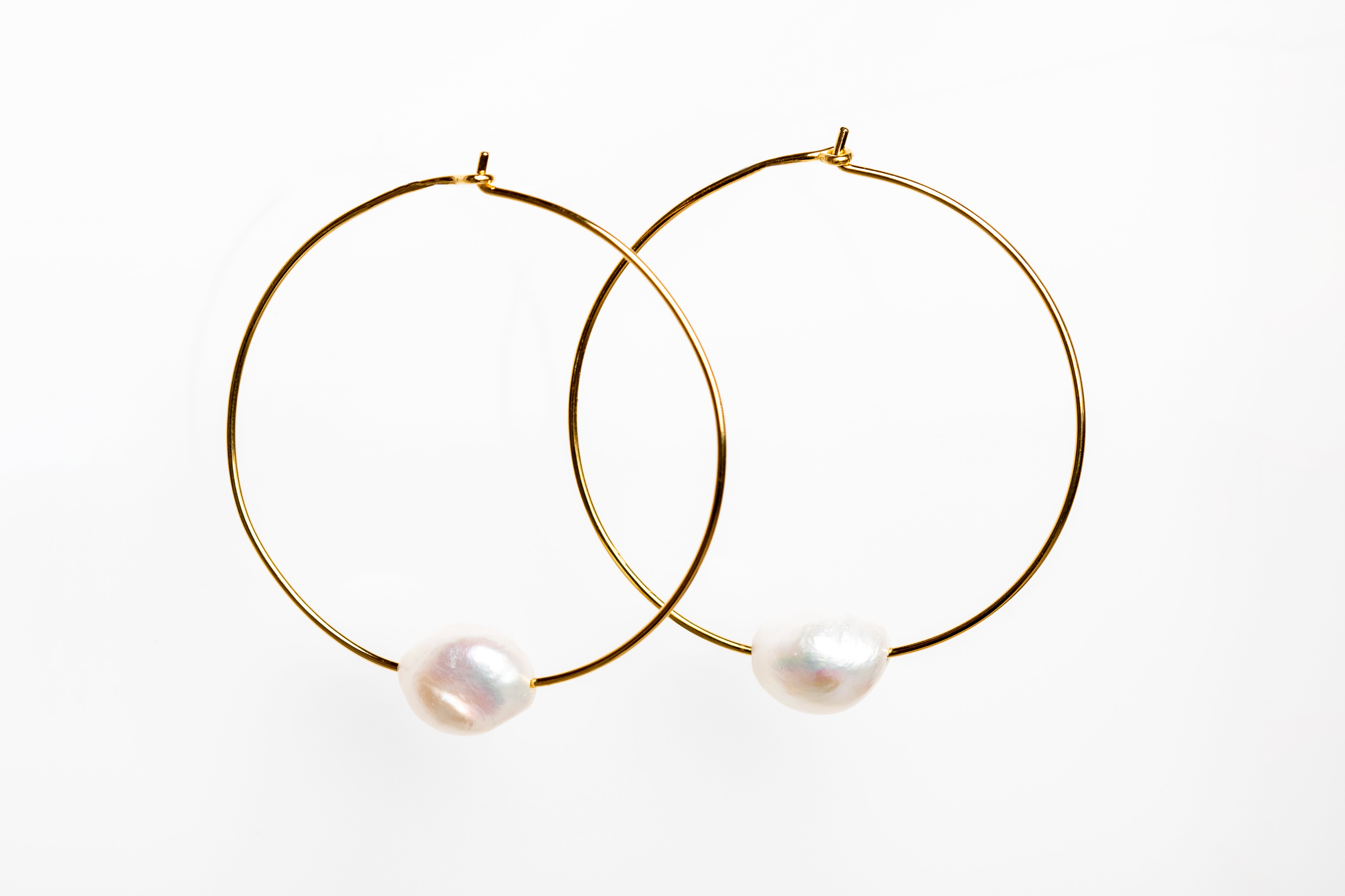 Gold Through the Pearl Hoop Earrings