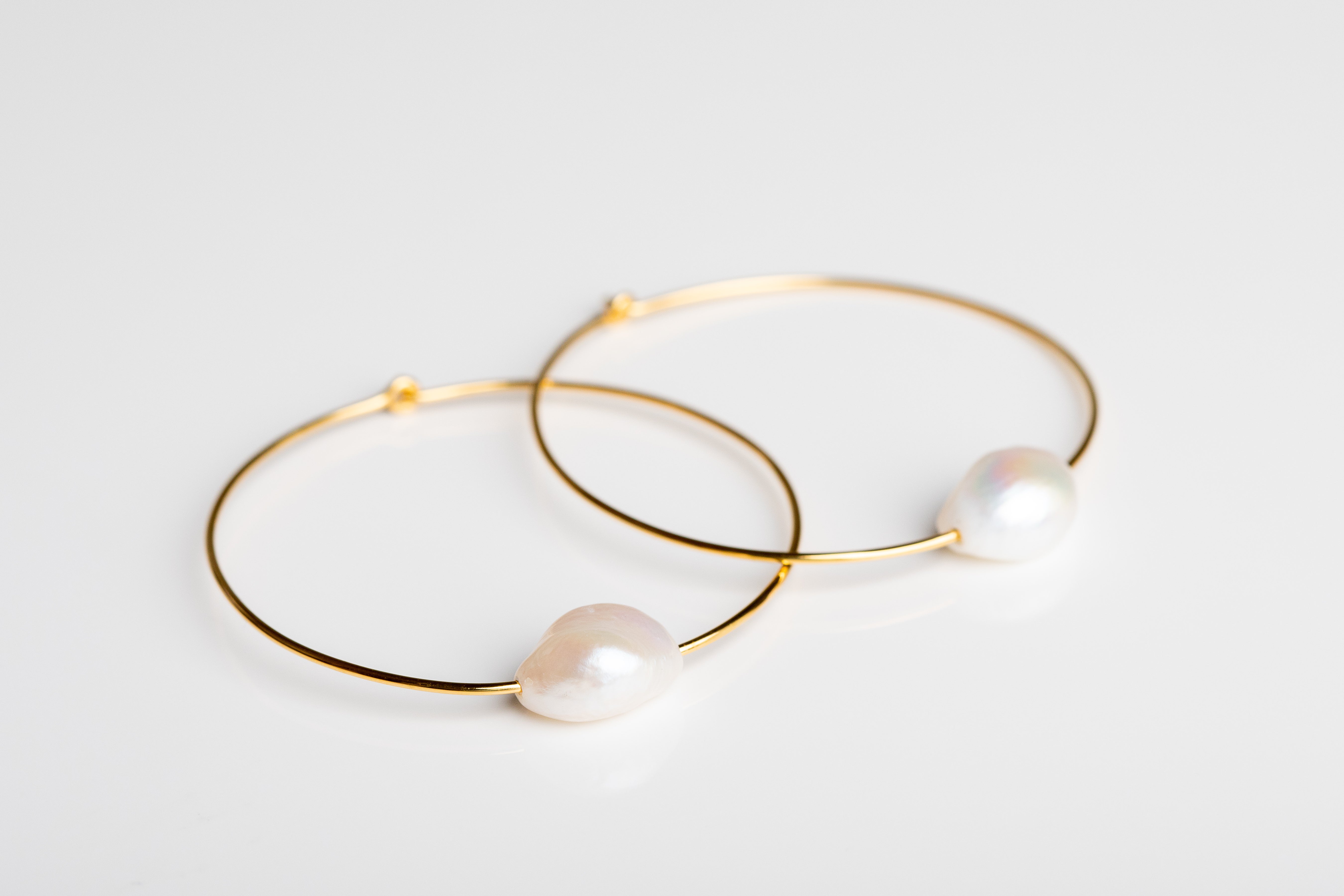 Gold Through the Pearl Hoop Earrings