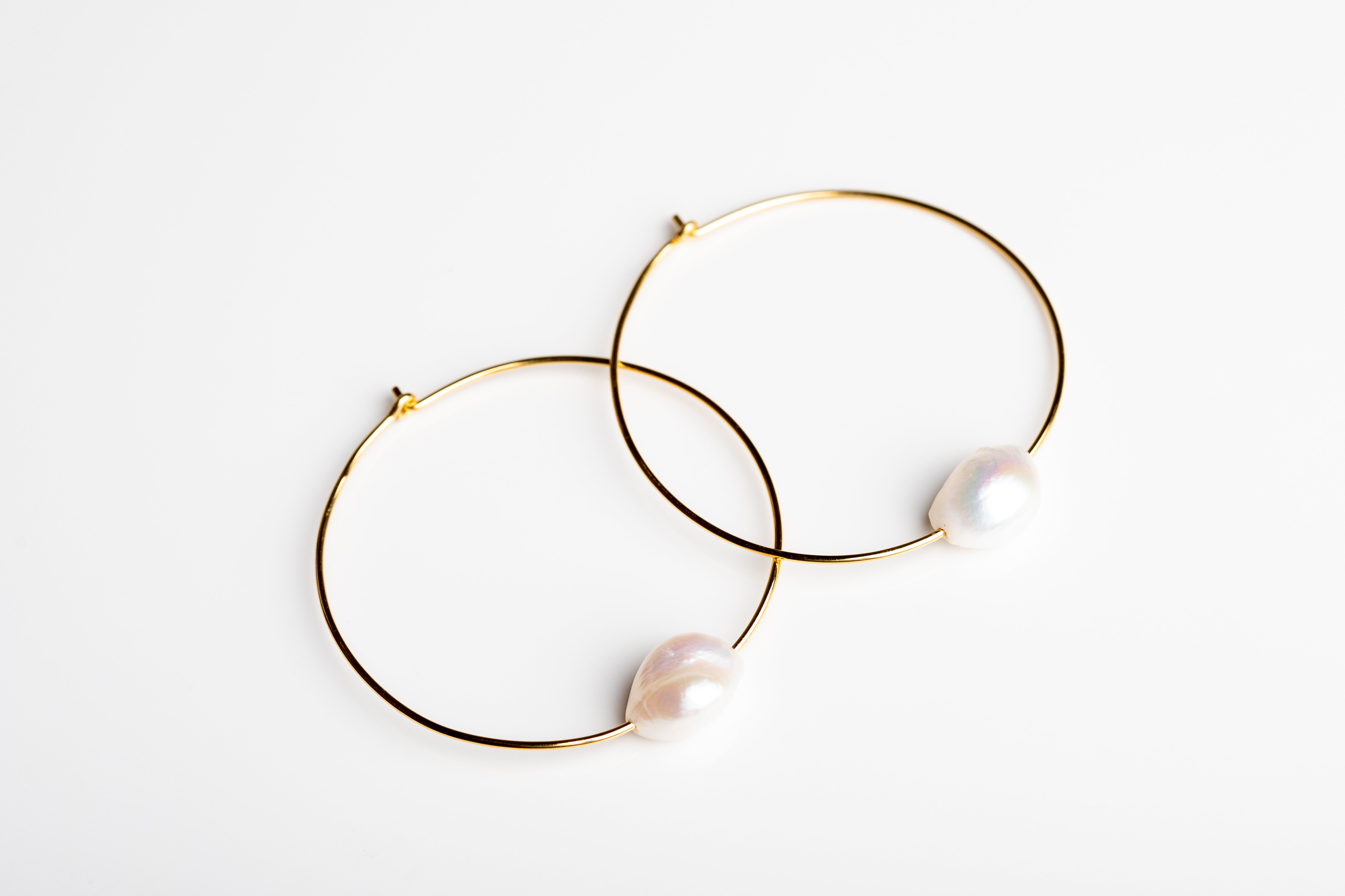 Gold Through the Pearl Hoop Earrings