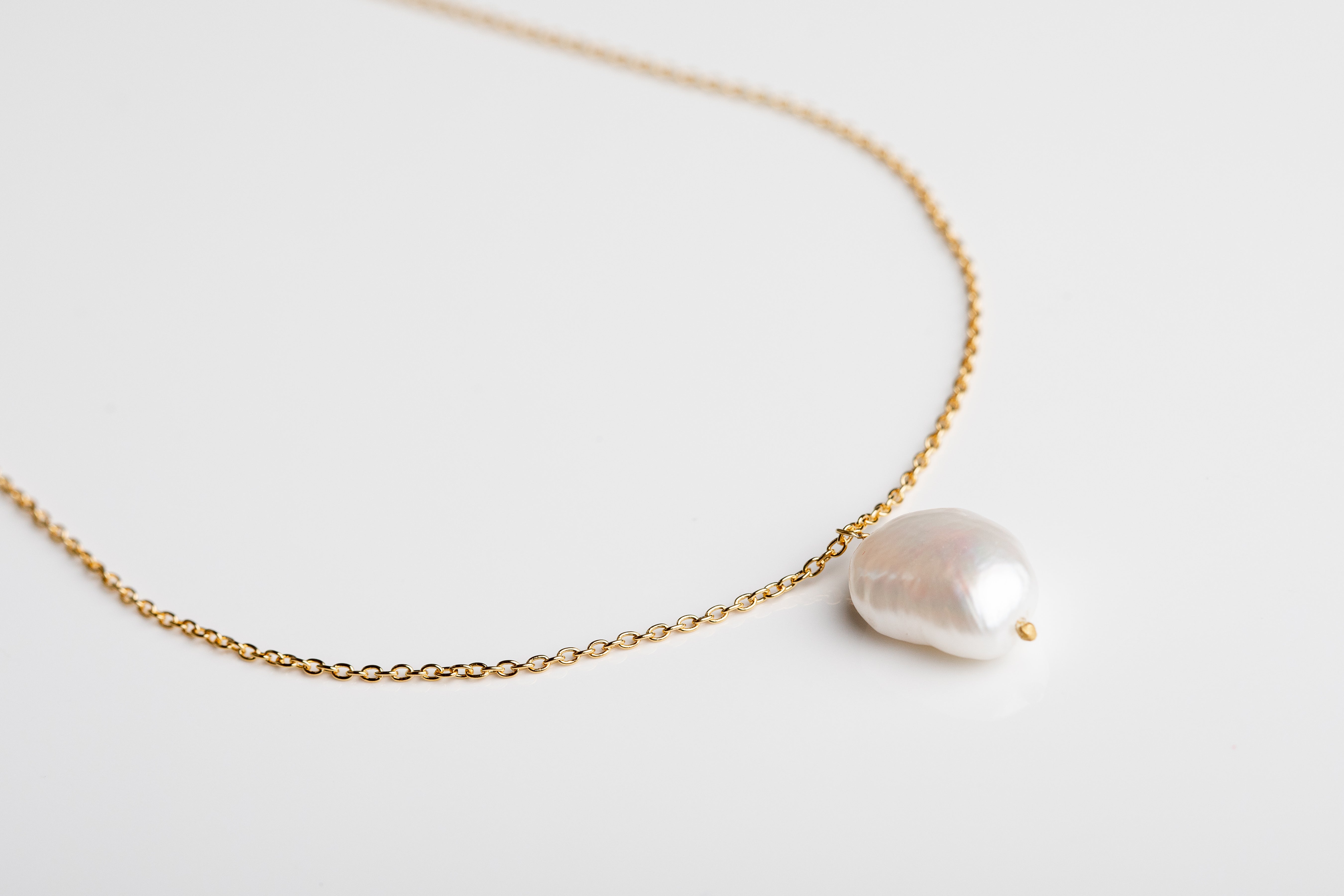 Baroque Pearl Necklace on a Gold Chain