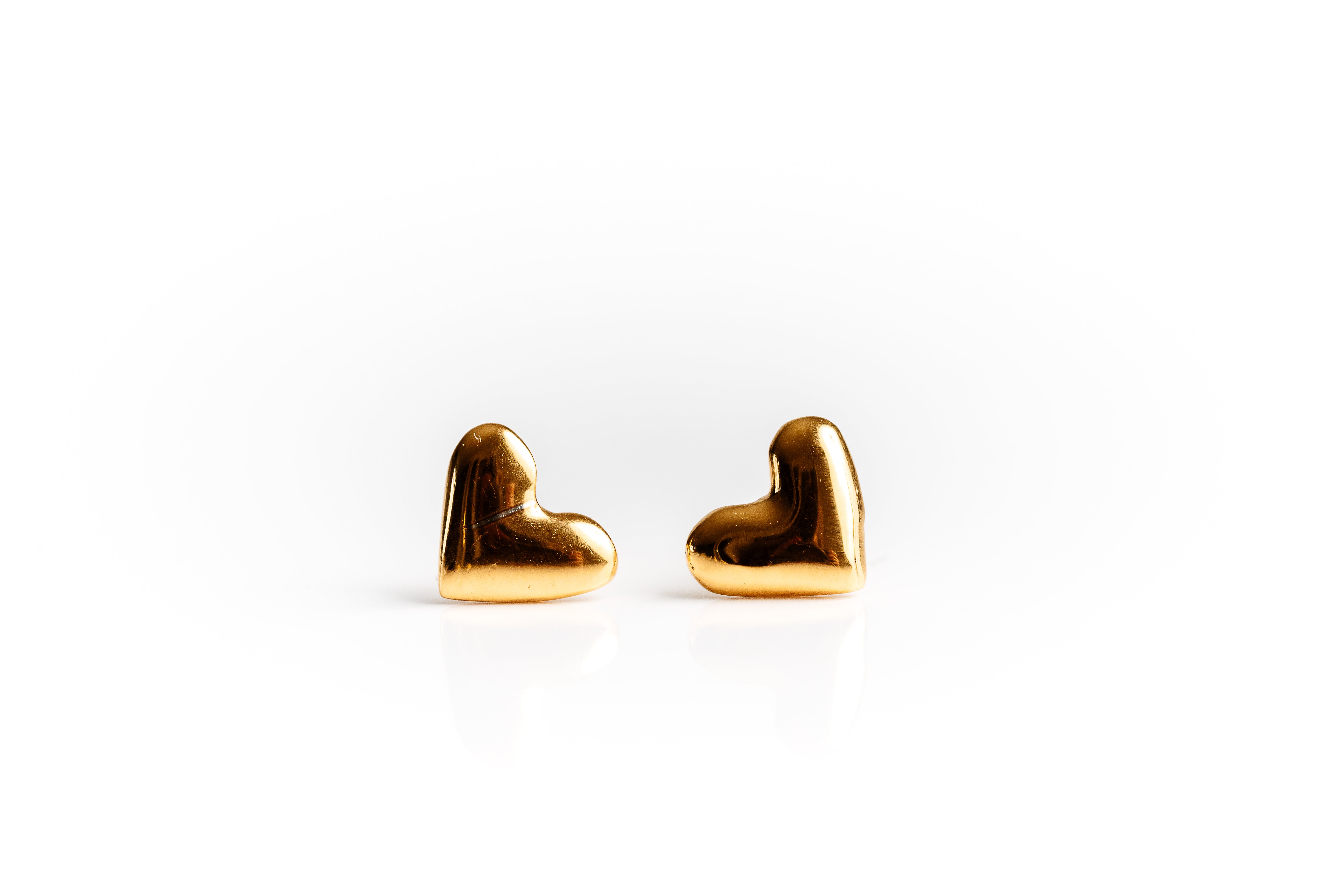 Gold Heart Stud Earrings