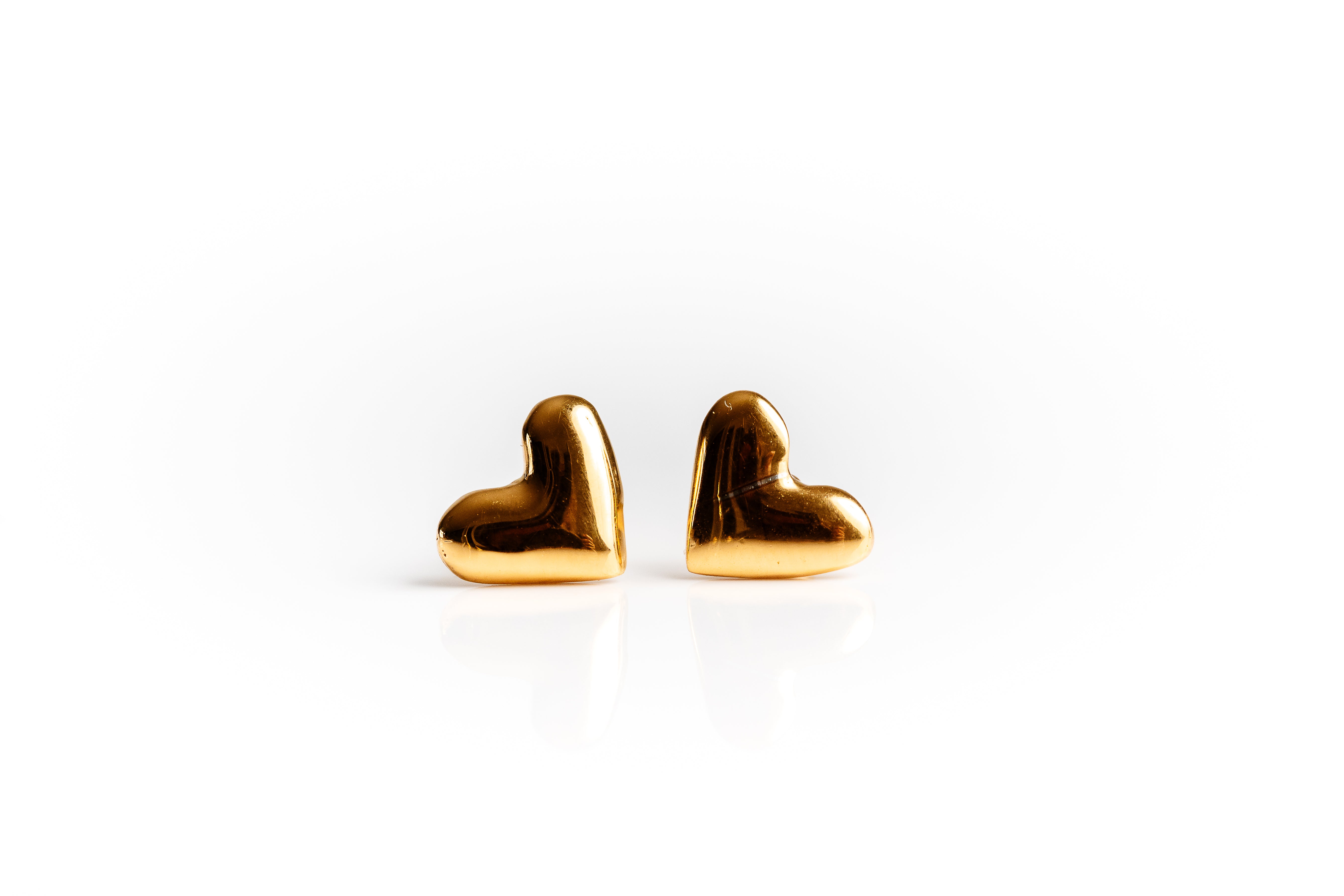 Gold Heart Stud Earrings
