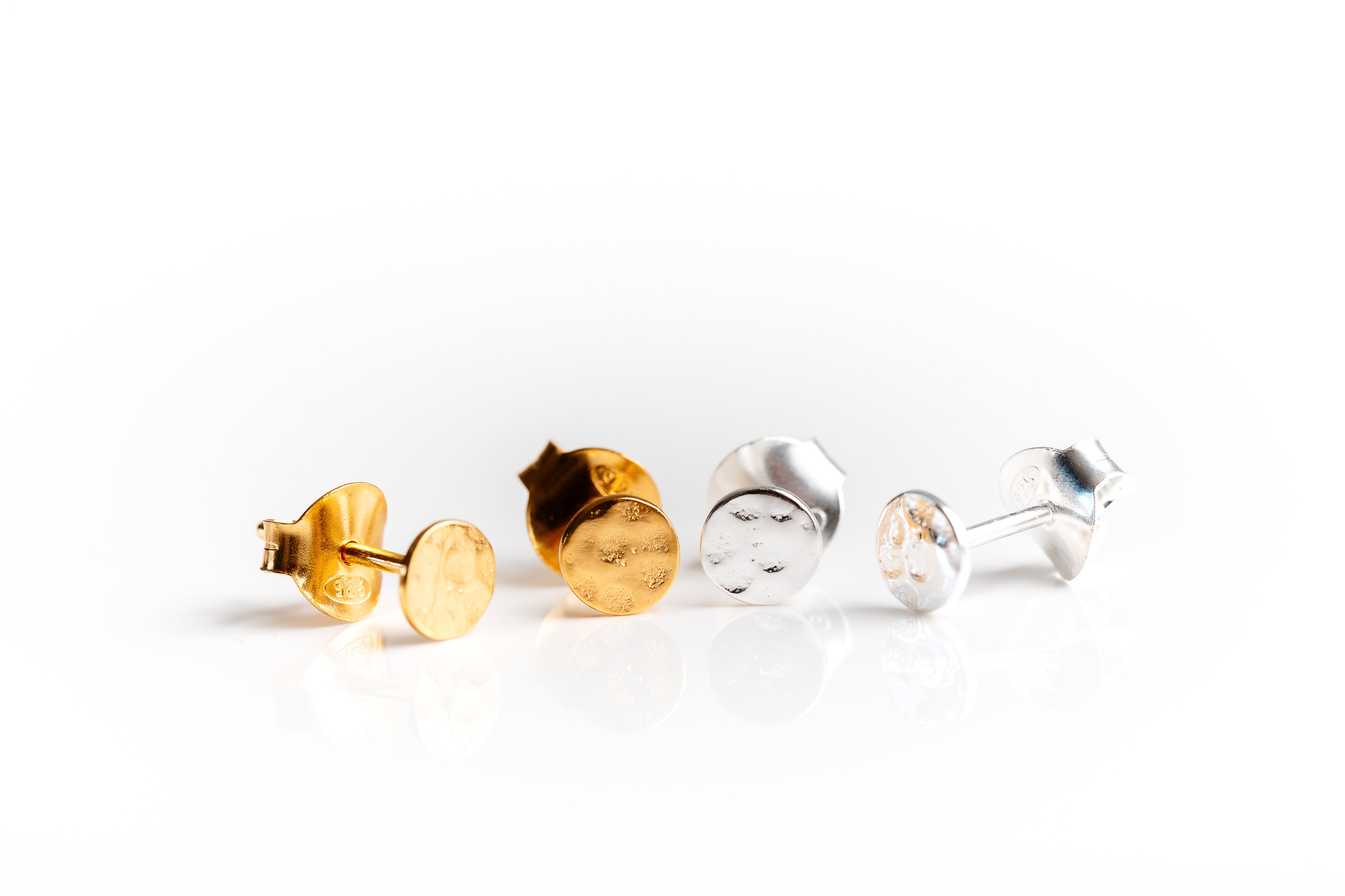 Gold Hammered Disc Stud Earrings