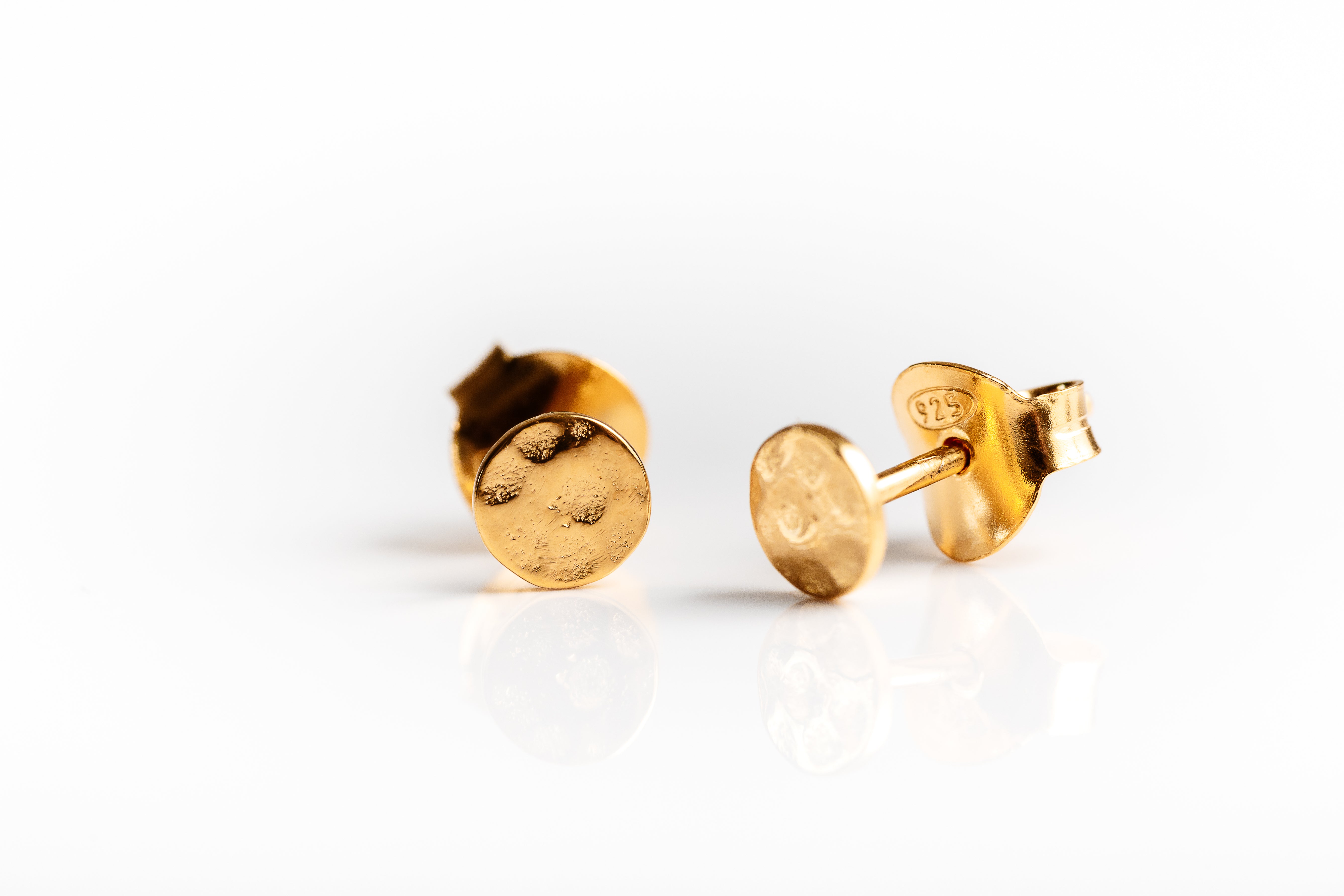 Gold Hammered Disc Stud Earrings